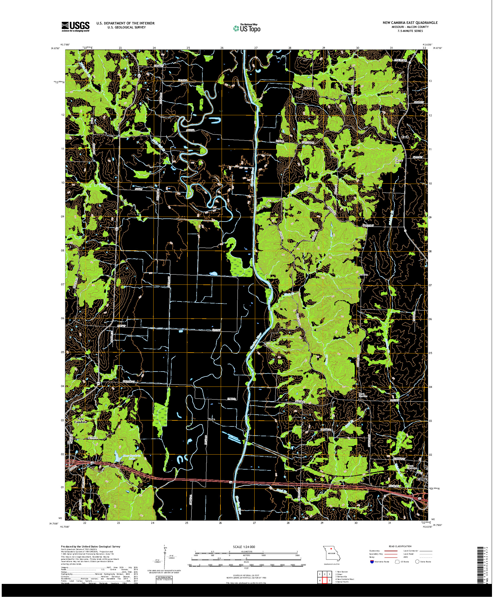 USGS US TOPO 7.5-MINUTE MAP FOR NEW CAMBRIA EAST, MO 2017