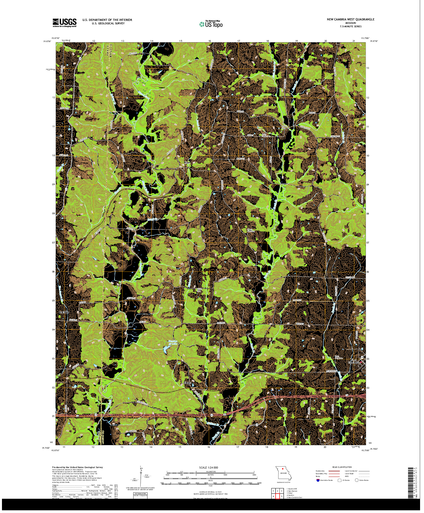 USGS US TOPO 7.5-MINUTE MAP FOR NEW CAMBRIA WEST, MO 2017