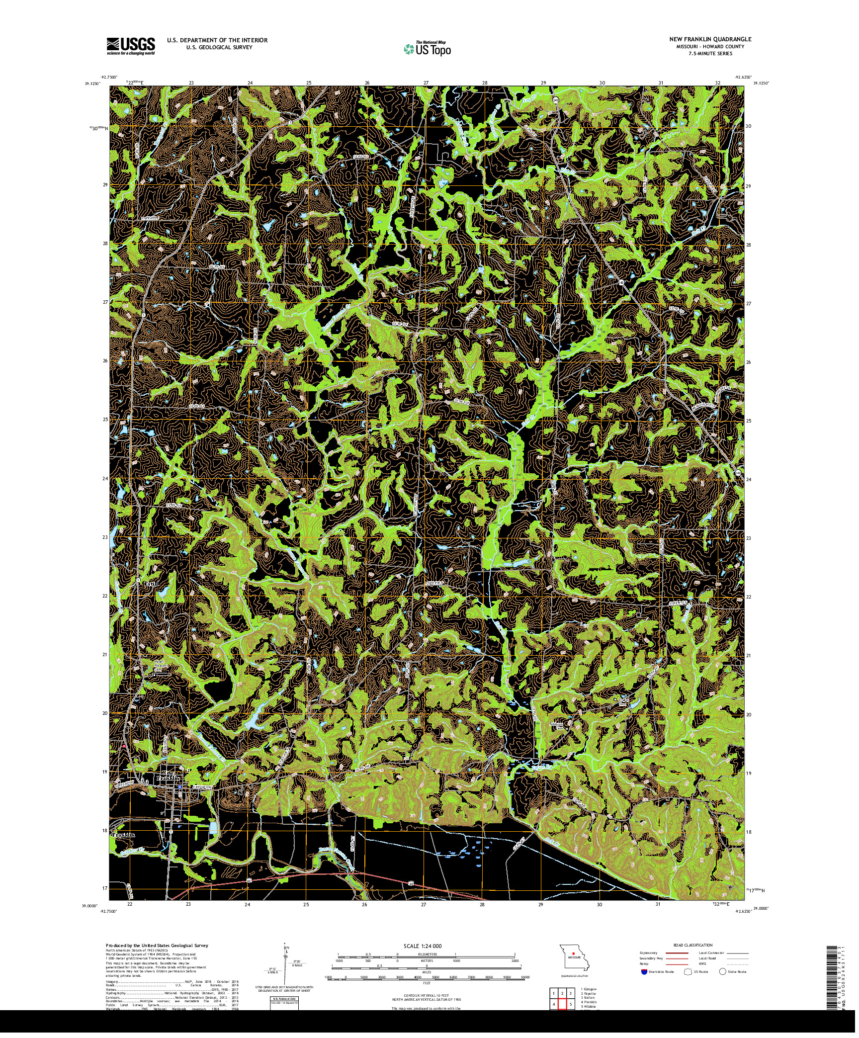 USGS US TOPO 7.5-MINUTE MAP FOR NEW FRANKLIN, MO 2017