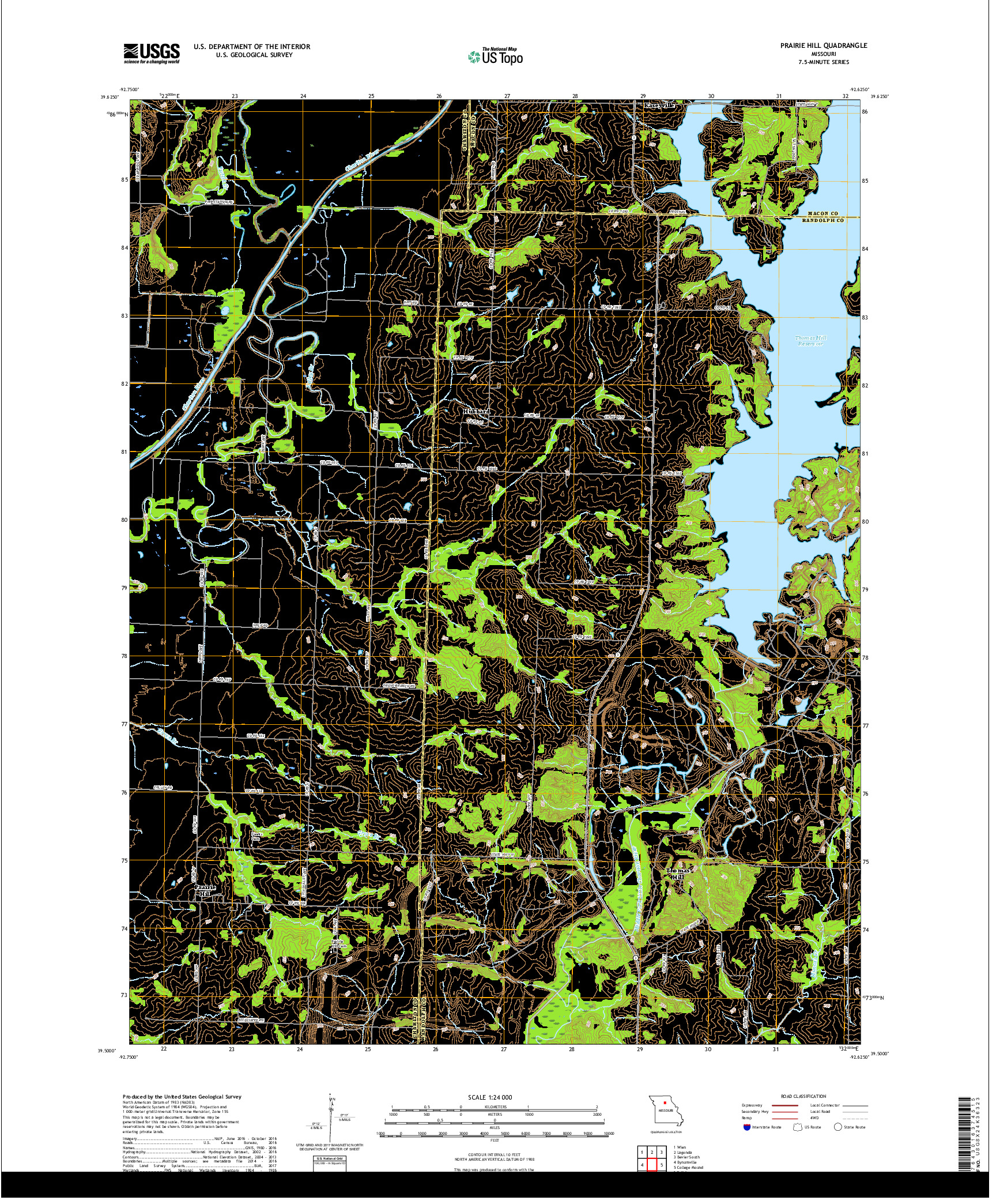USGS US TOPO 7.5-MINUTE MAP FOR PRAIRIE HILL, MO 2017