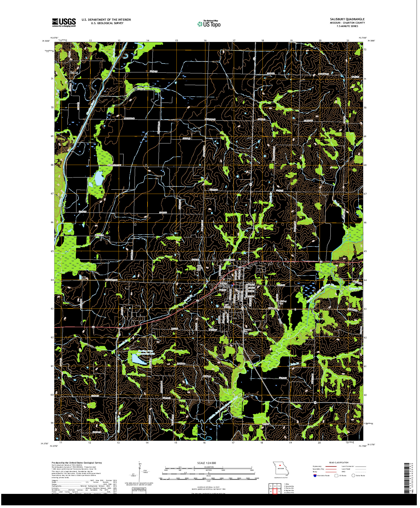 USGS US TOPO 7.5-MINUTE MAP FOR SALISBURY, MO 2017