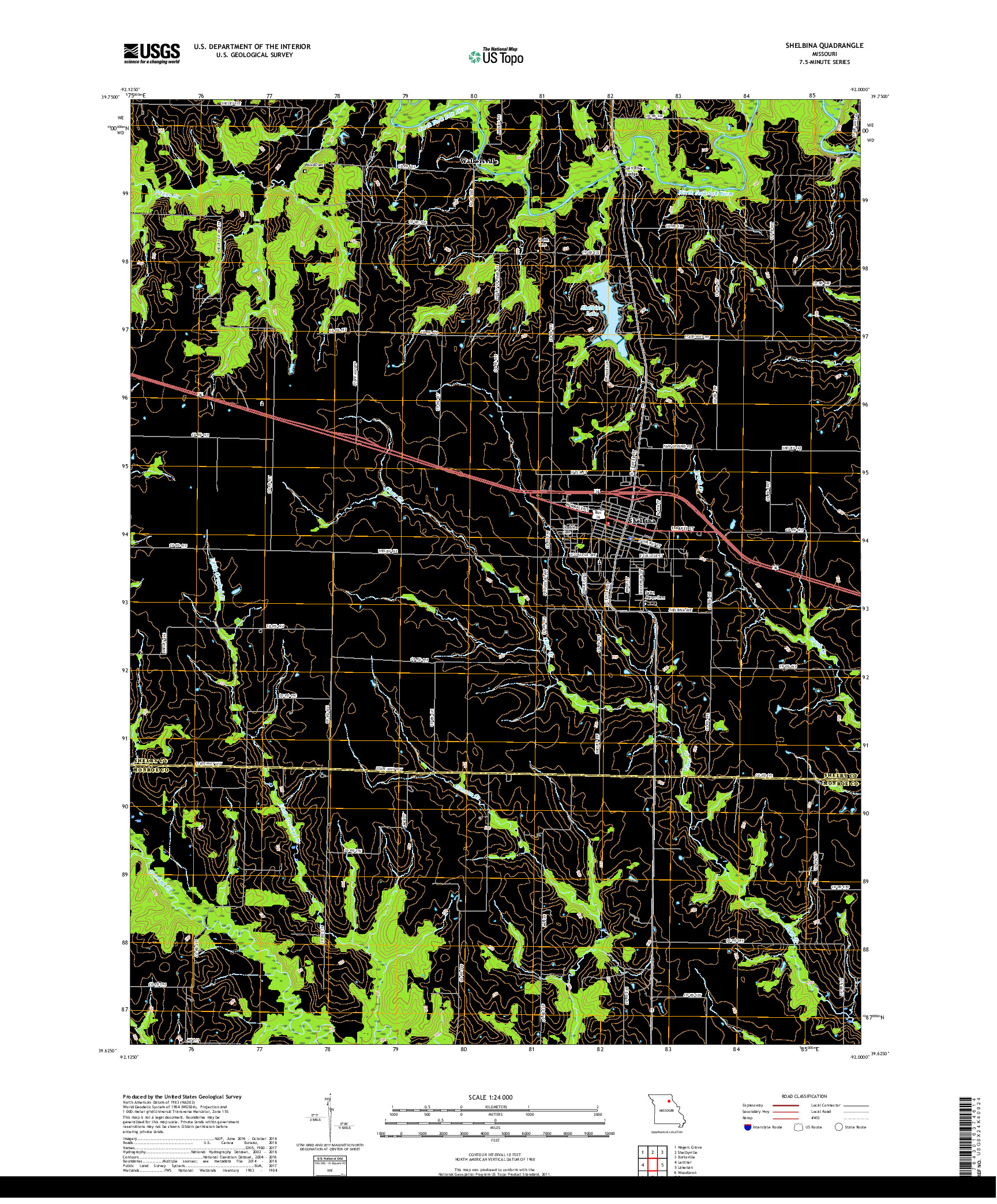 USGS US TOPO 7.5-MINUTE MAP FOR SHELBINA, MO 2017