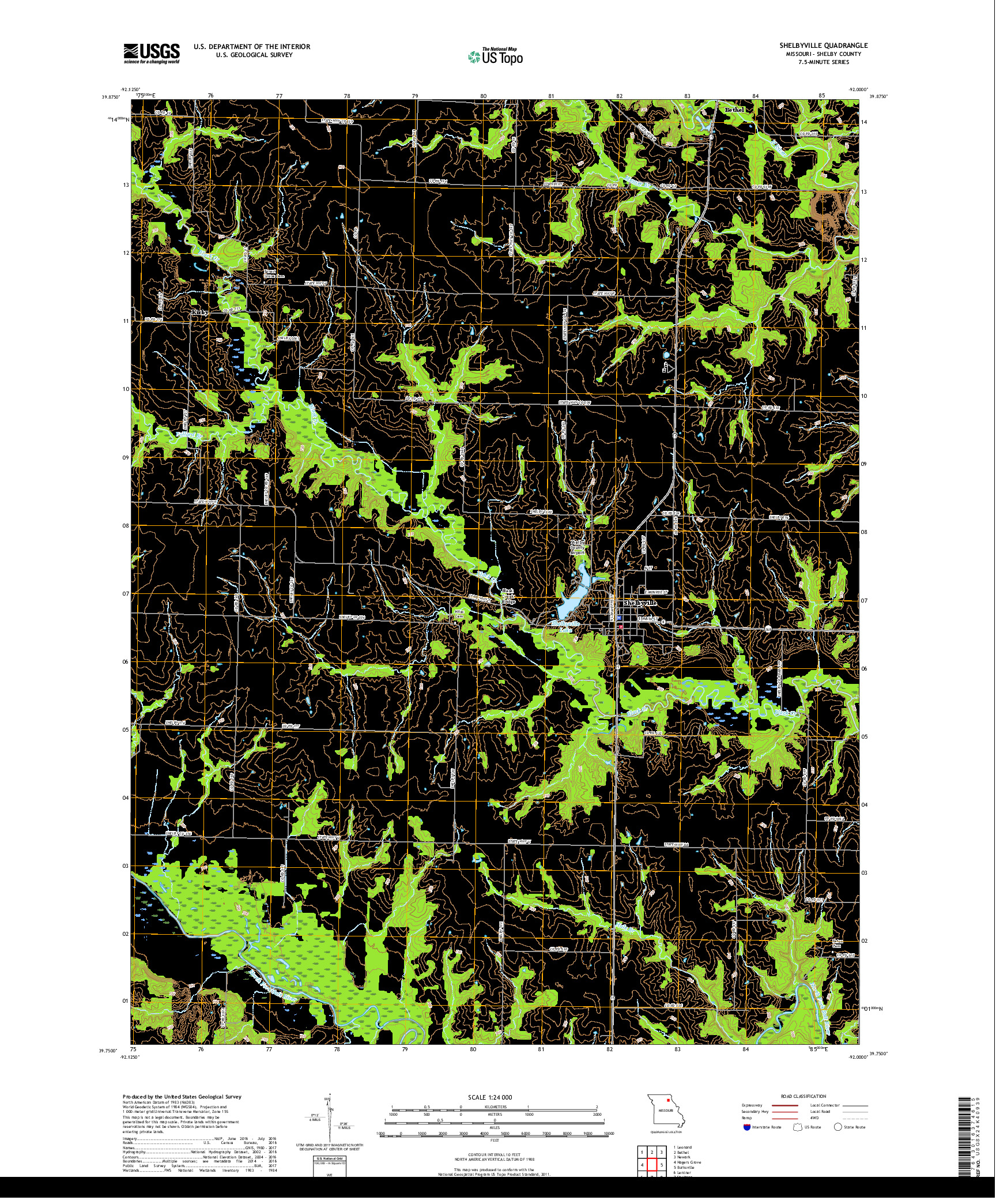 USGS US TOPO 7.5-MINUTE MAP FOR SHELBYVILLE, MO 2017