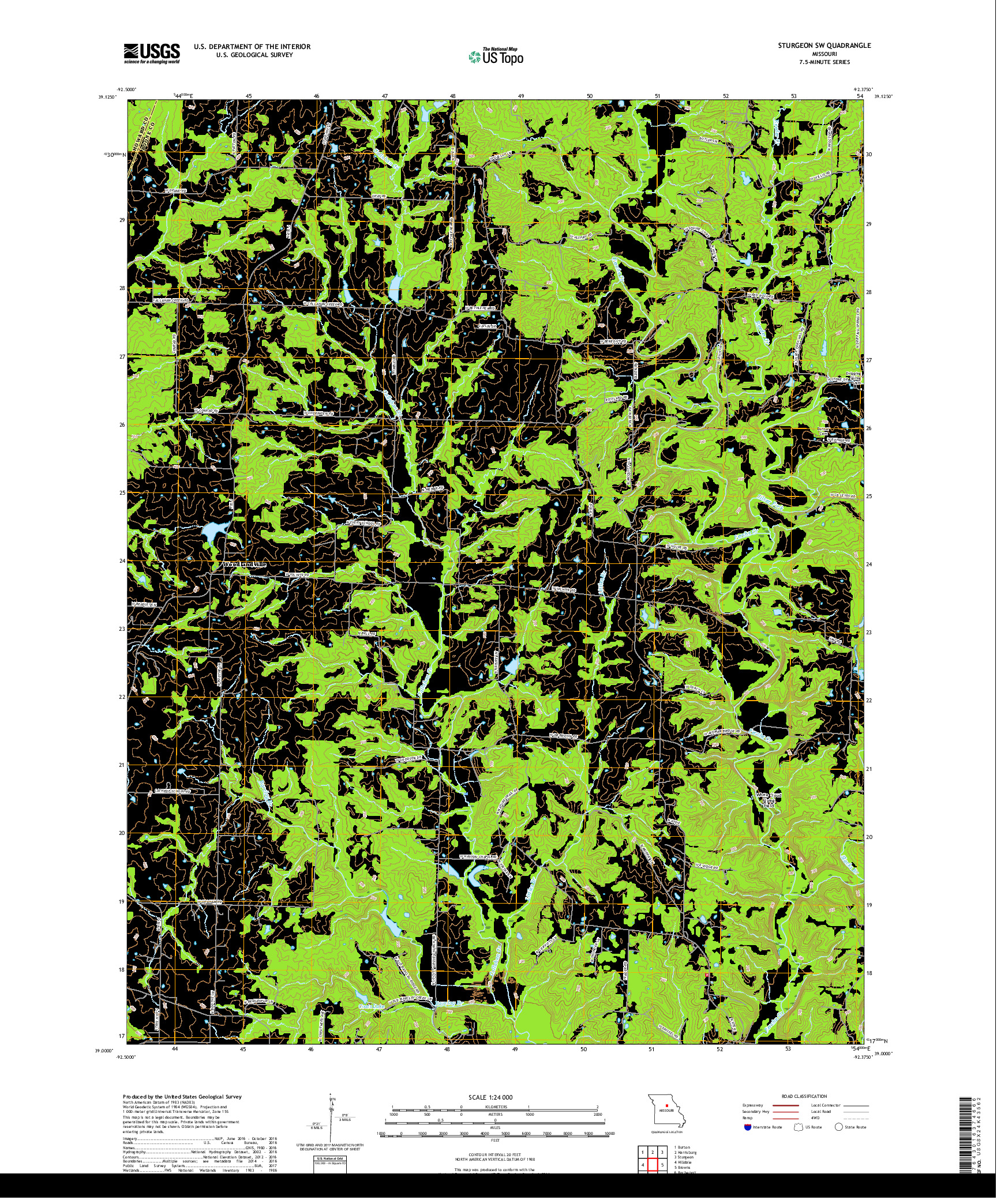 USGS US TOPO 7.5-MINUTE MAP FOR STURGEON SW, MO 2017