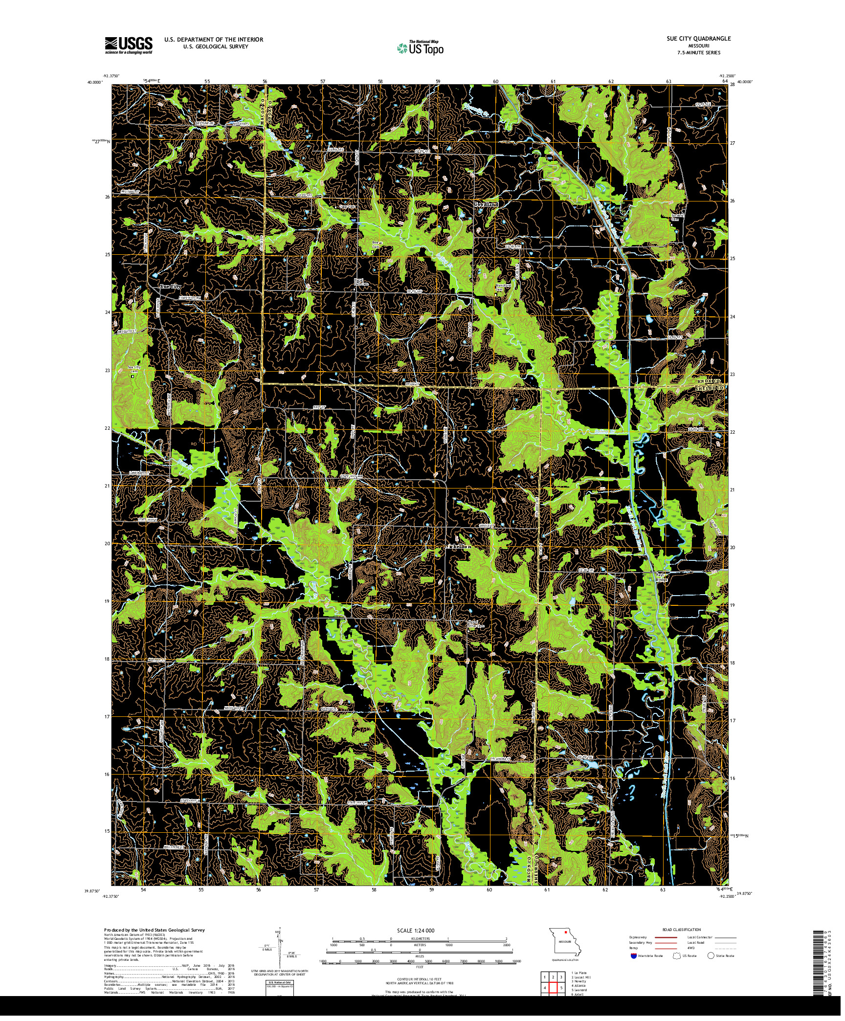 USGS US TOPO 7.5-MINUTE MAP FOR SUE CITY, MO 2017
