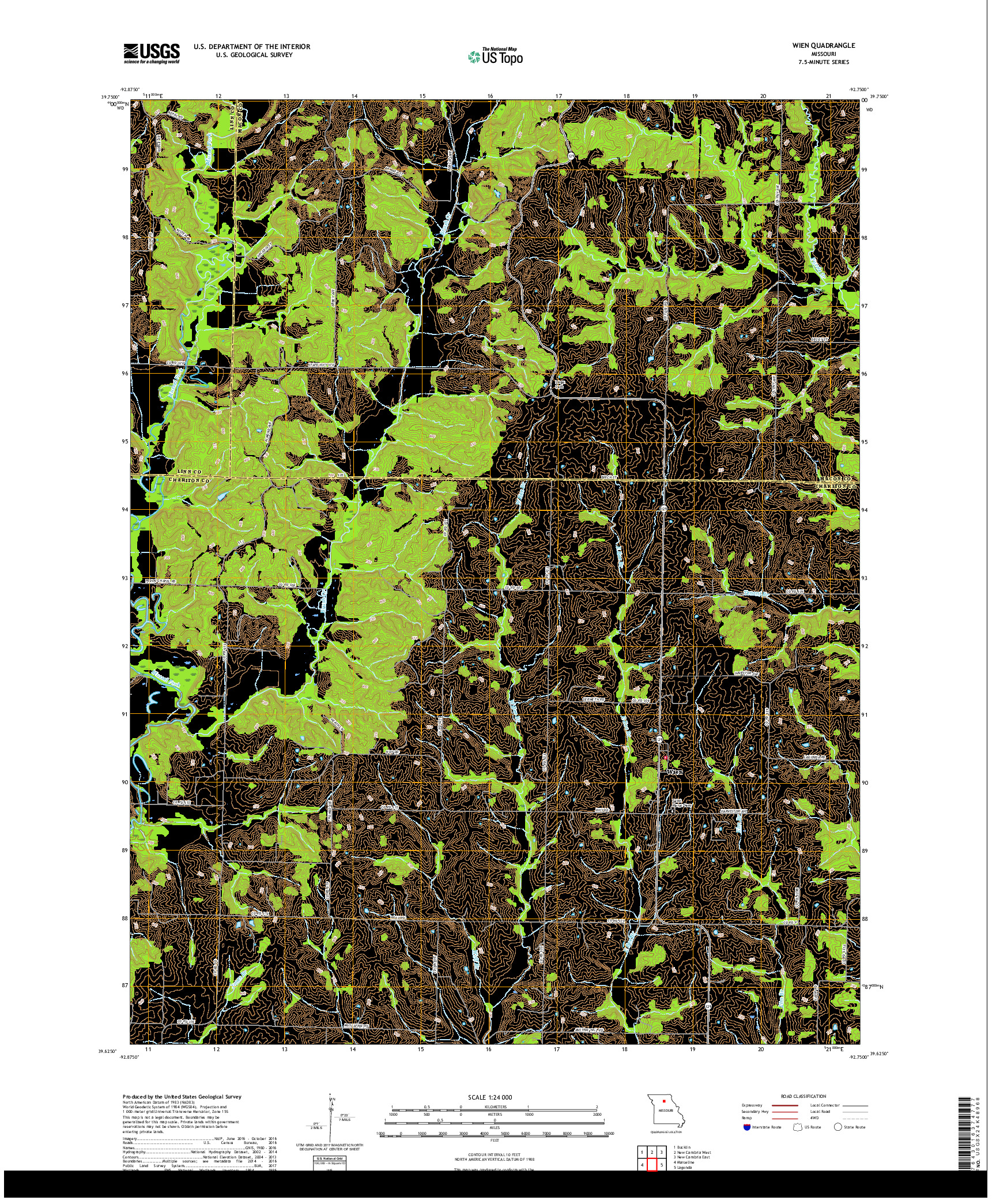 USGS US TOPO 7.5-MINUTE MAP FOR WIEN, MO 2017