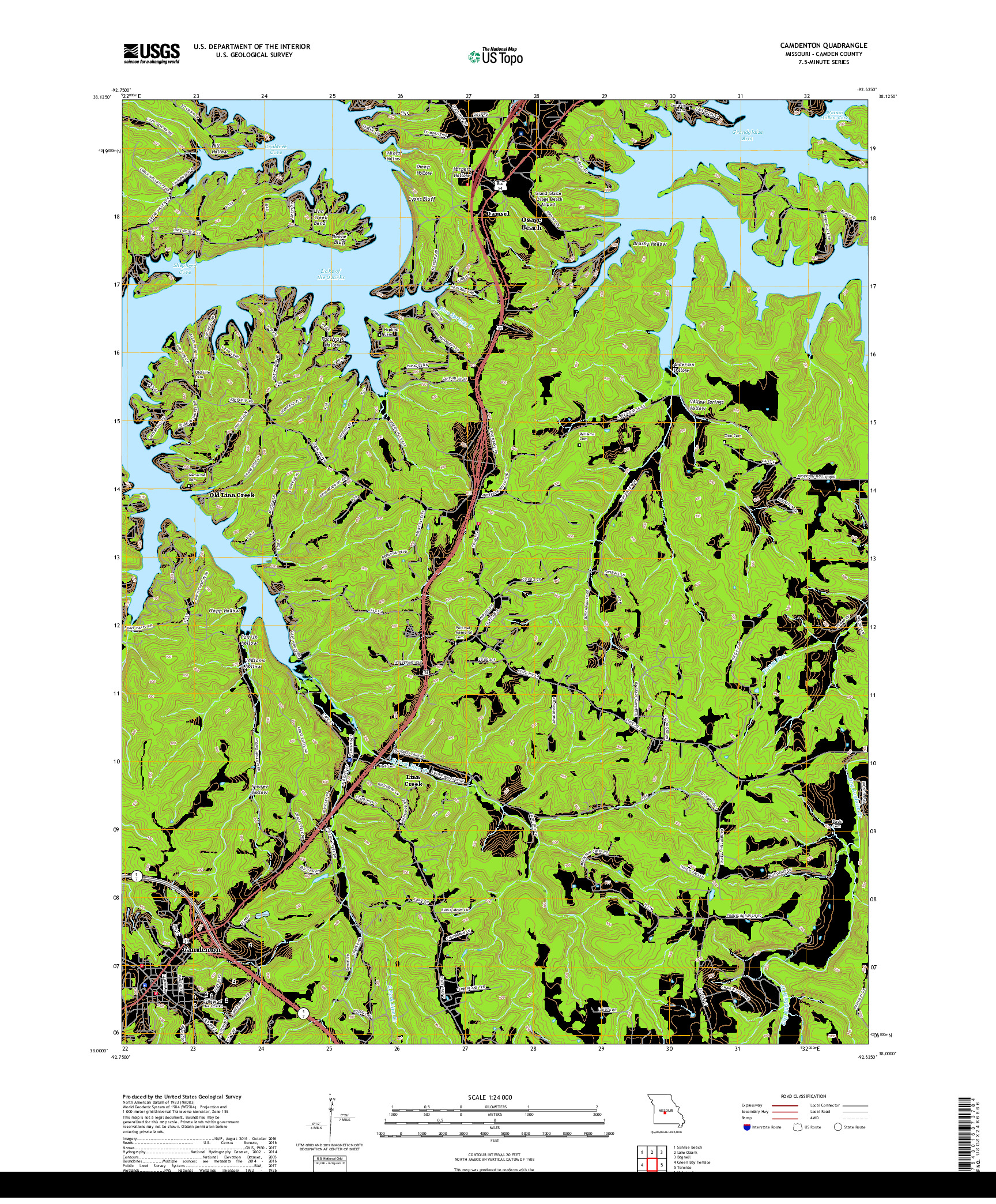 USGS US TOPO 7.5-MINUTE MAP FOR CAMDENTON, MO 2017