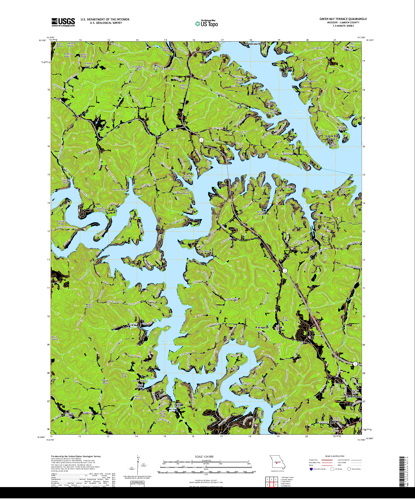USGS US TOPO 7.5-MINUTE MAP FOR GREEN BAY TERRACE, MO 2017
