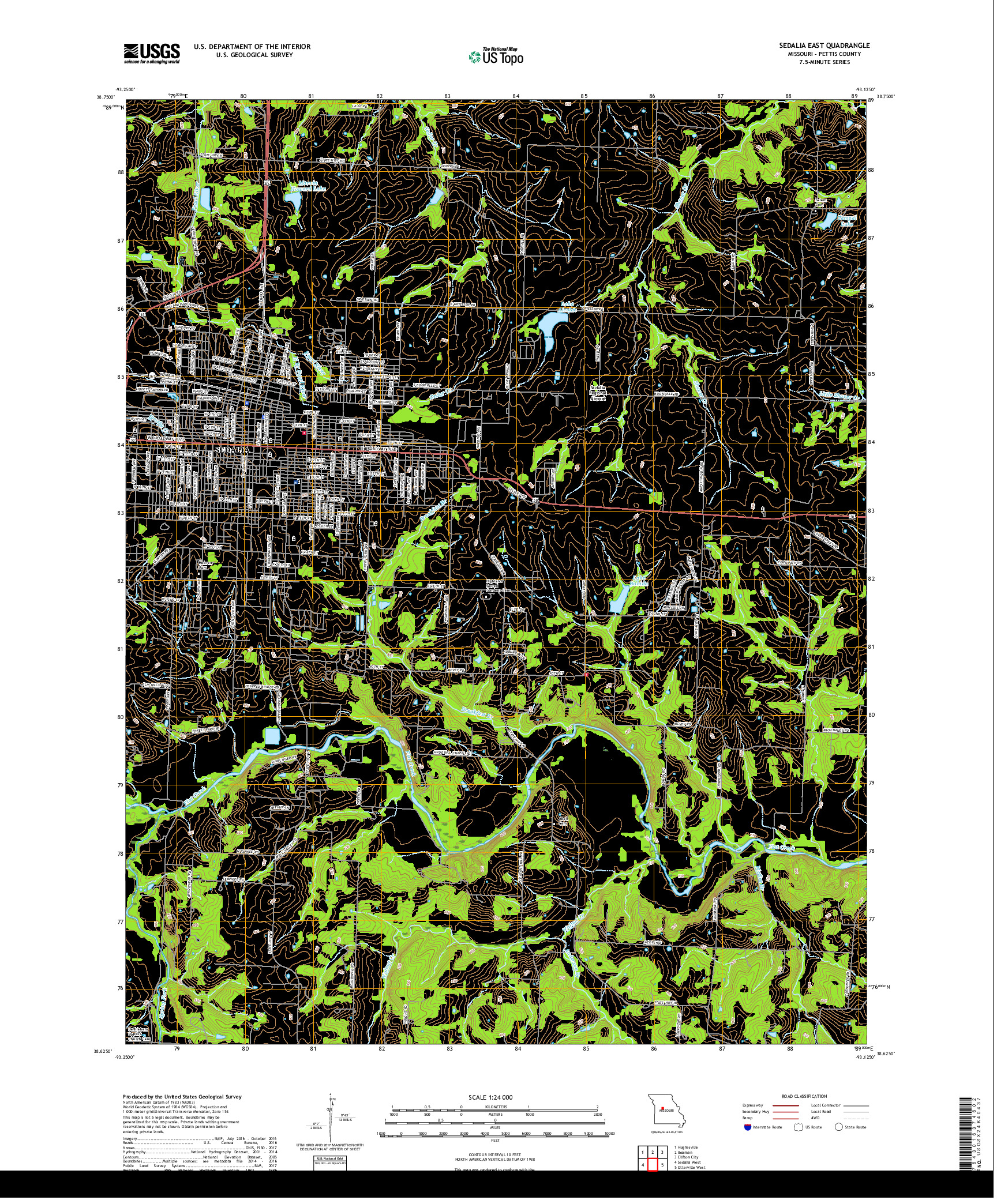 USGS US TOPO 7.5-MINUTE MAP FOR SEDALIA EAST, MO 2017