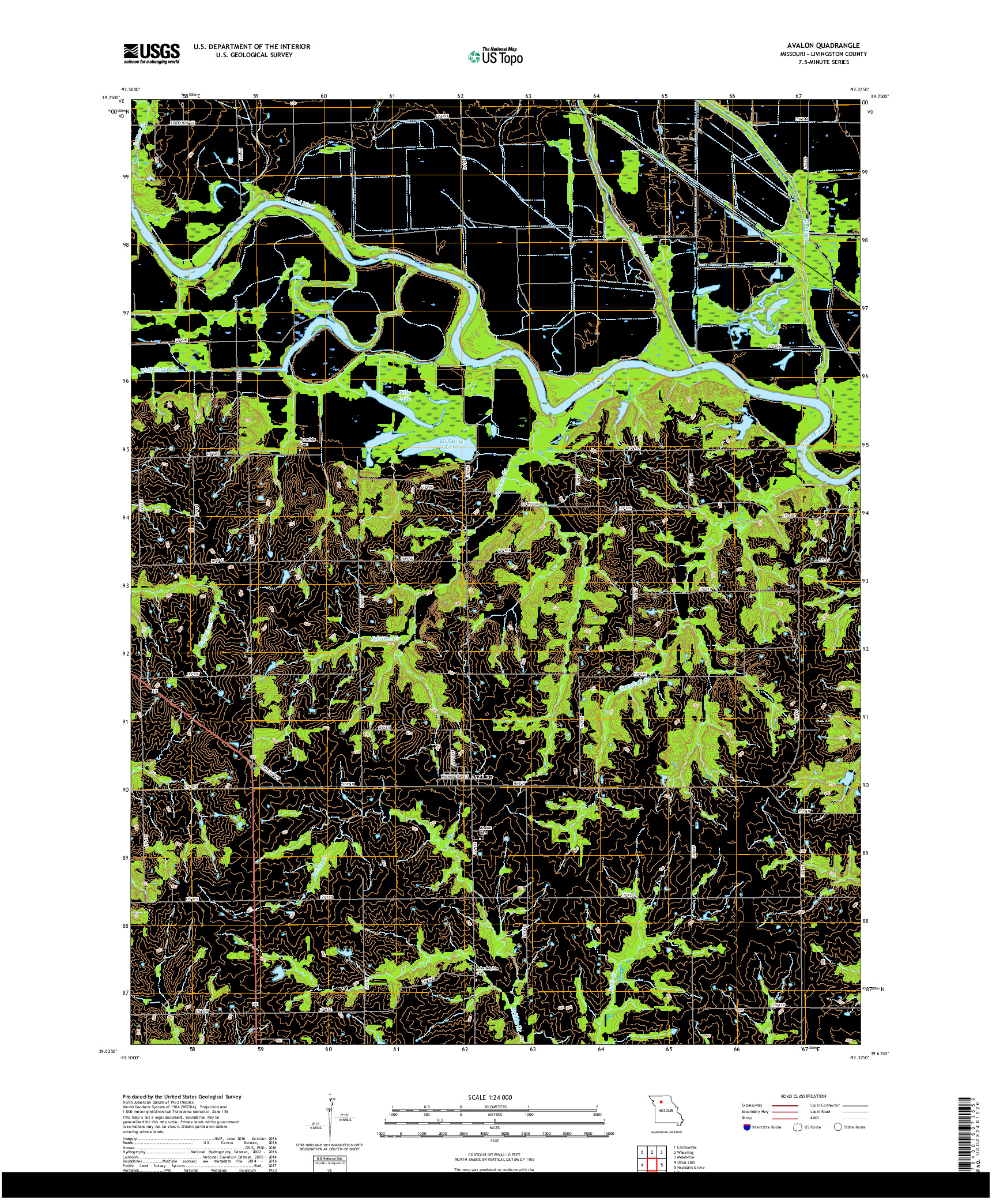 USGS US TOPO 7.5-MINUTE MAP FOR AVALON, MO 2017