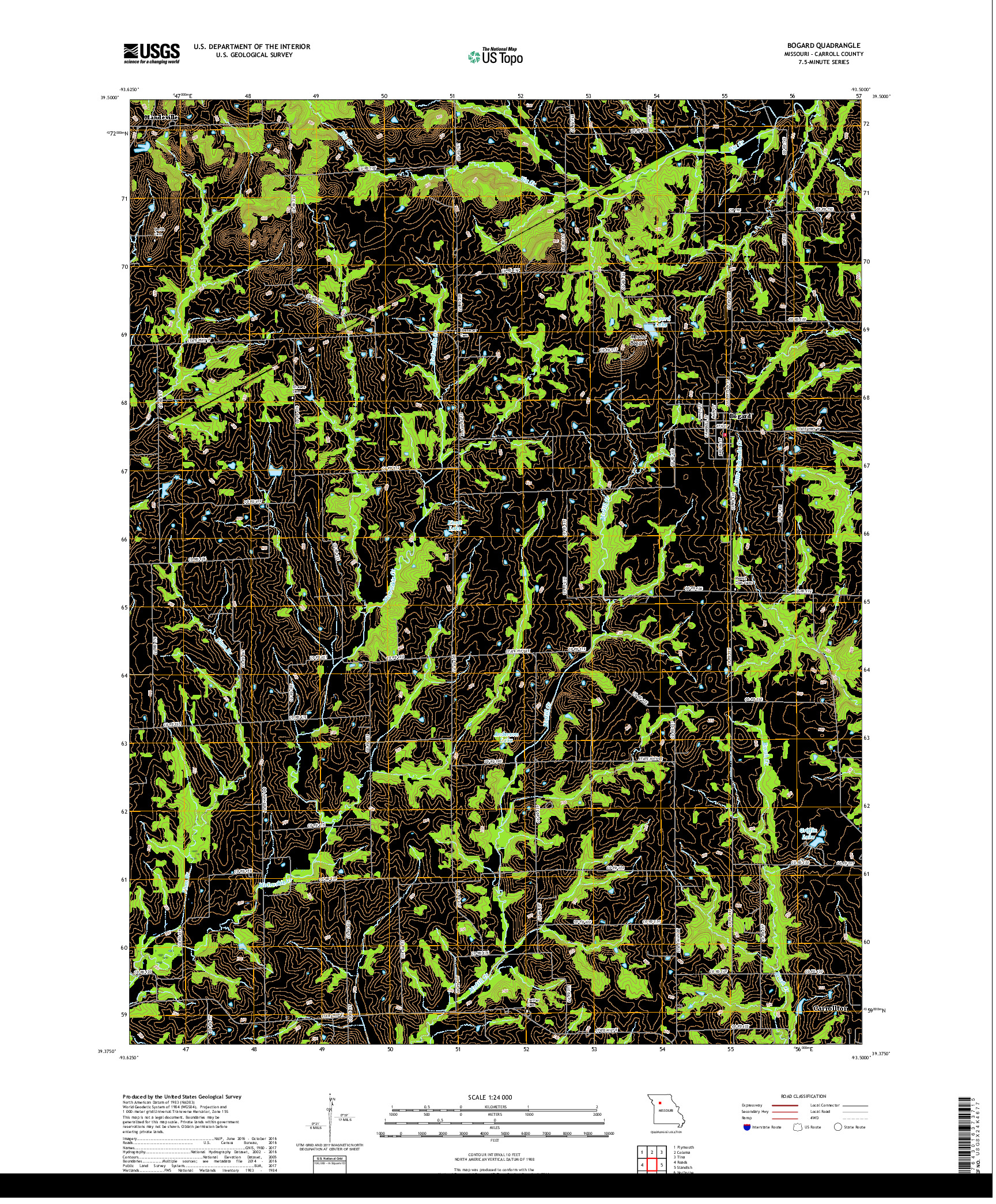 USGS US TOPO 7.5-MINUTE MAP FOR BOGARD, MO 2017