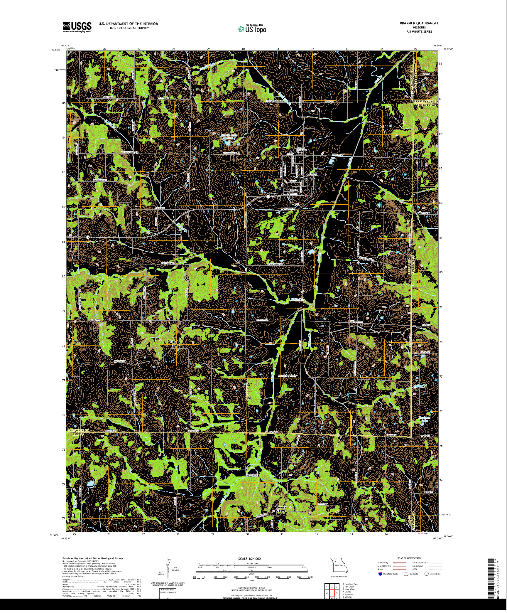 USGS US TOPO 7.5-MINUTE MAP FOR BRAYMER, MO 2017