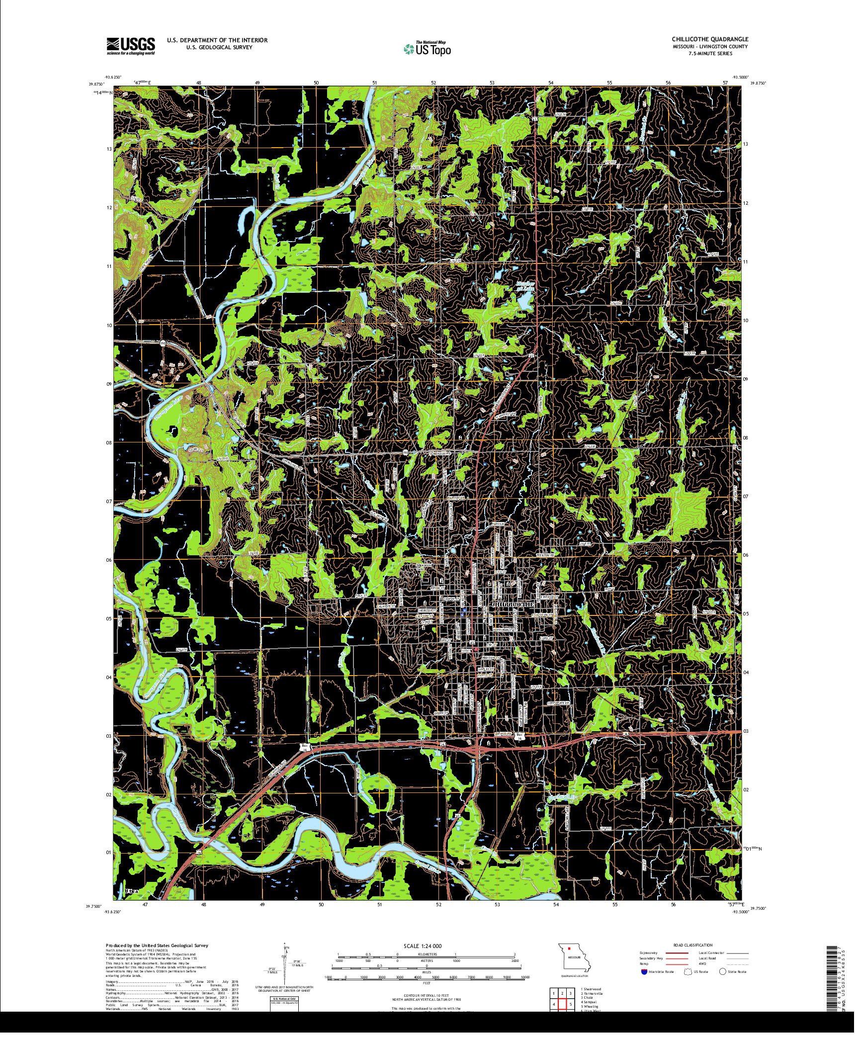 USGS US TOPO 7.5-MINUTE MAP FOR CHILLICOTHE, MO 2017