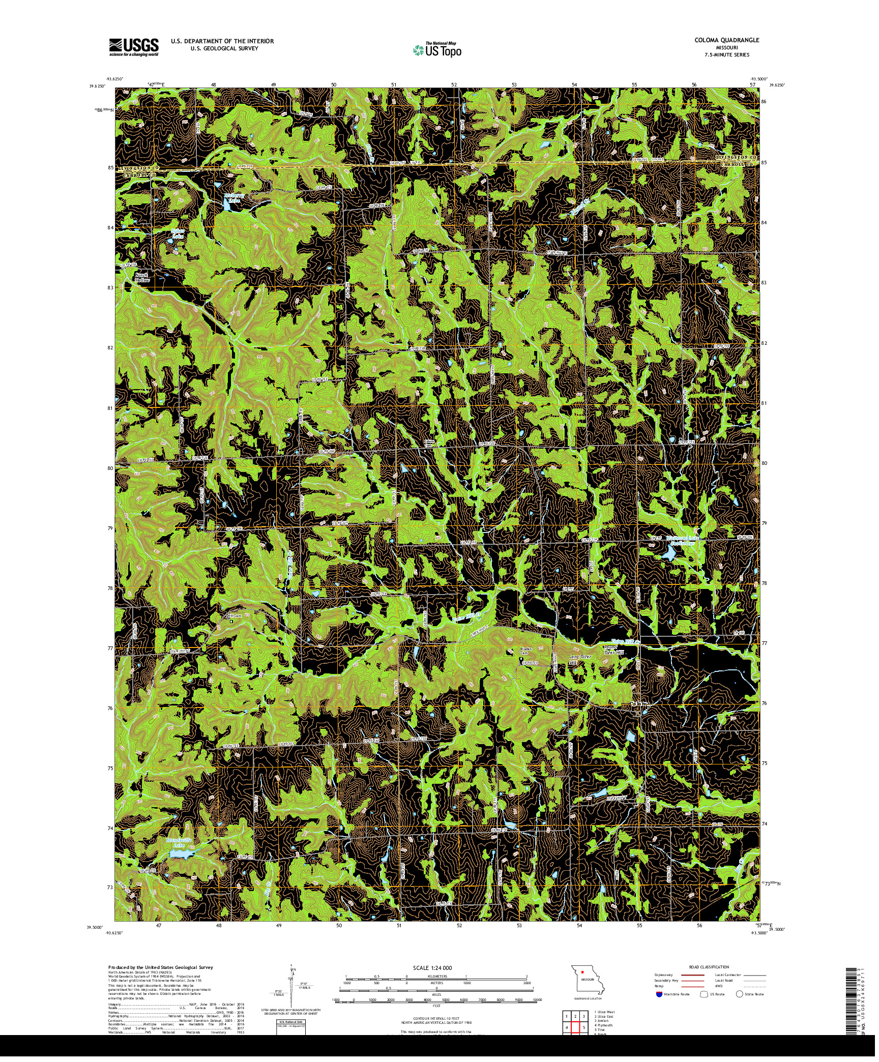 USGS US TOPO 7.5-MINUTE MAP FOR COLOMA, MO 2017