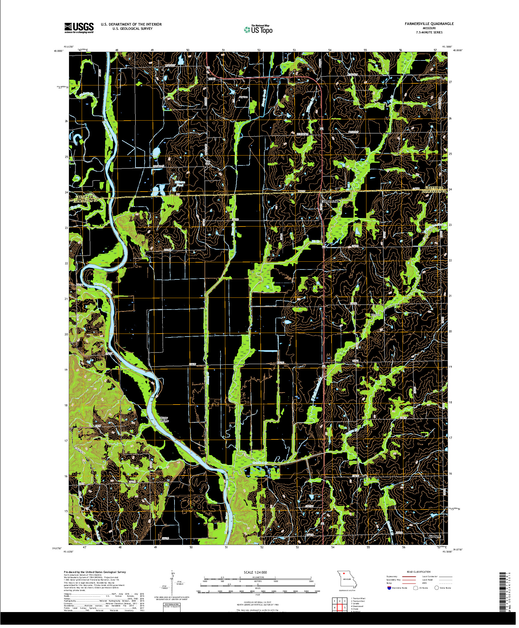 USGS US TOPO 7.5-MINUTE MAP FOR FARMERSVILLE, MO 2017
