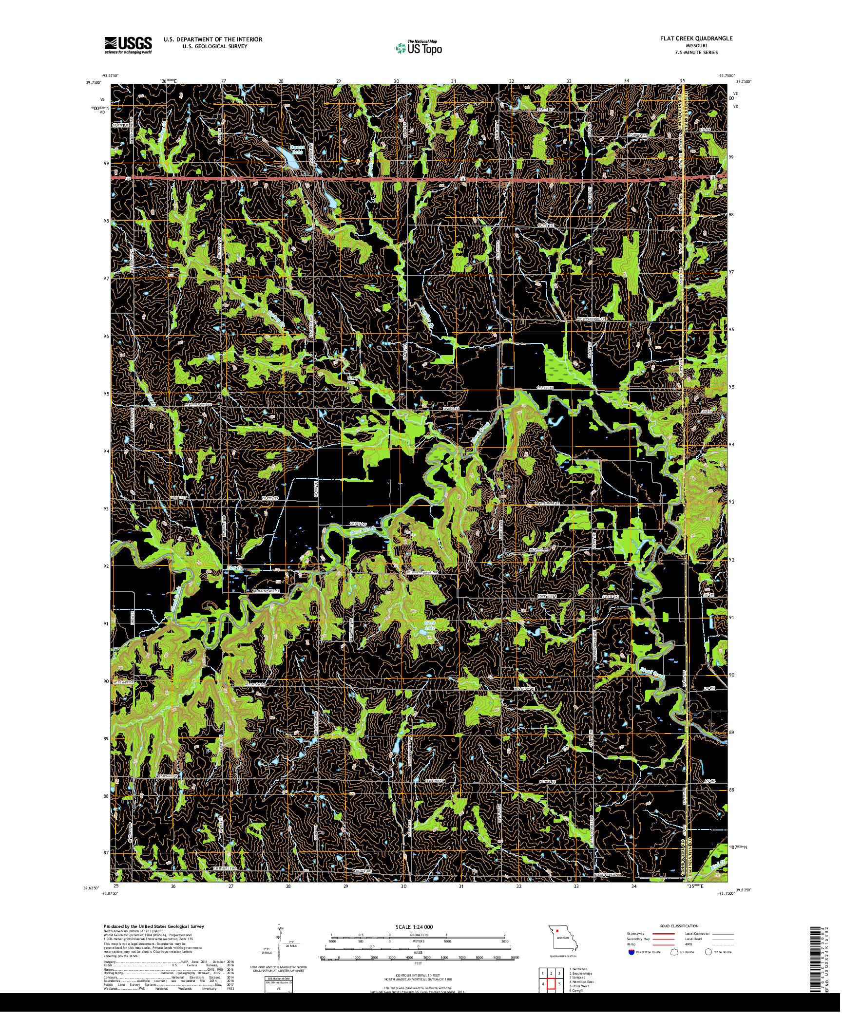 USGS US TOPO 7.5-MINUTE MAP FOR FLAT CREEK, MO 2017