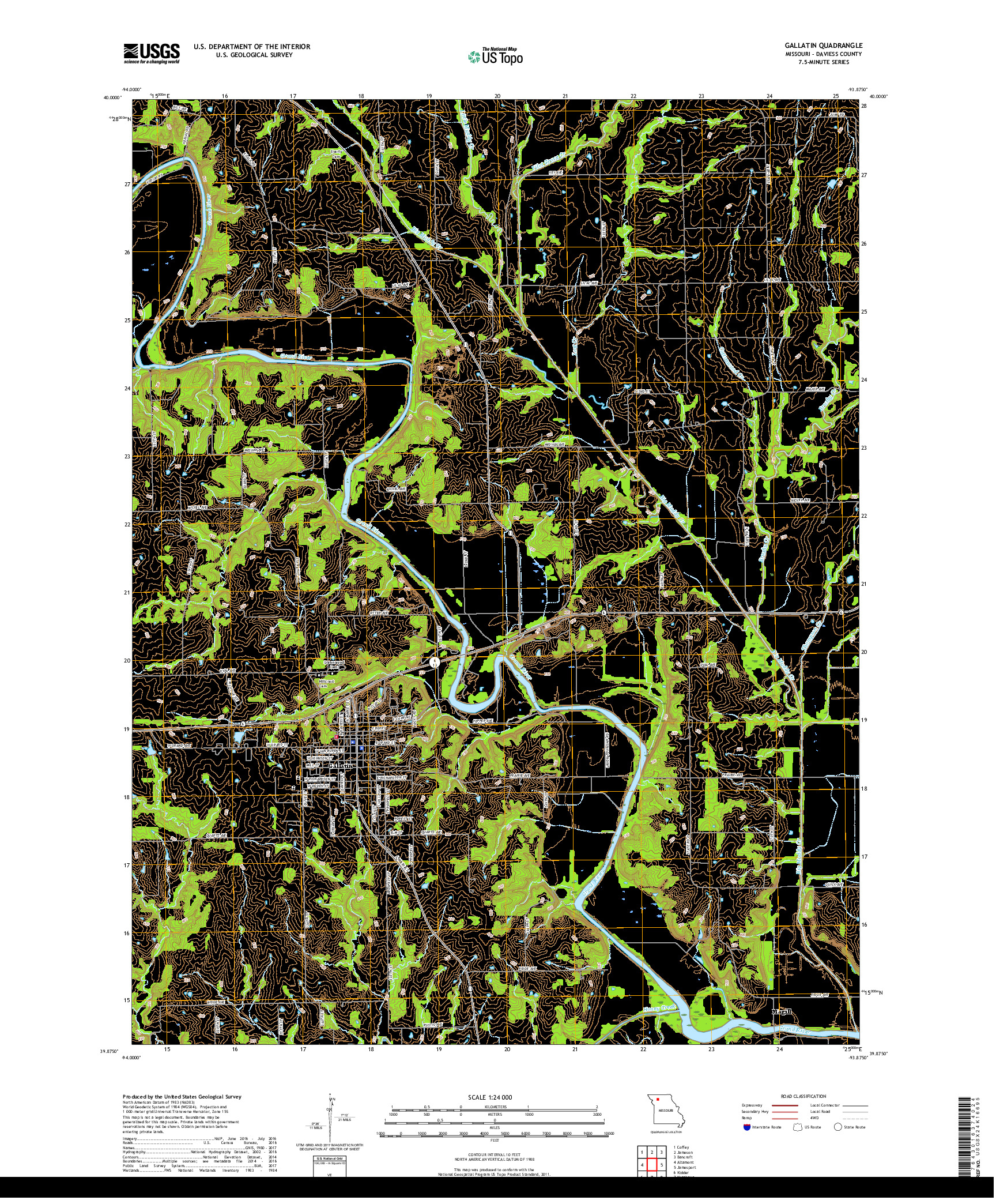 USGS US TOPO 7.5-MINUTE MAP FOR GALLATIN, MO 2017