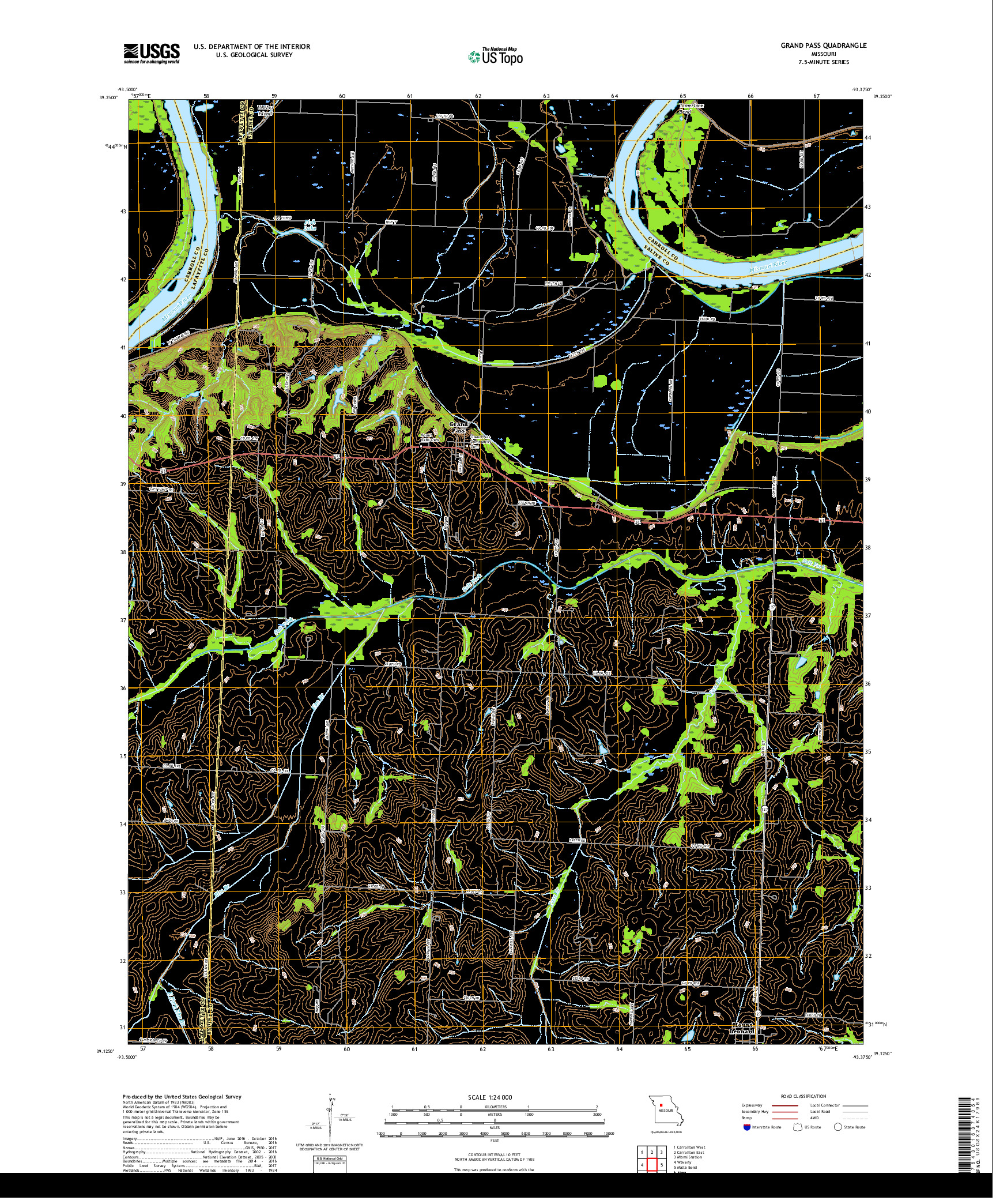 USGS US TOPO 7.5-MINUTE MAP FOR GRAND PASS, MO 2017
