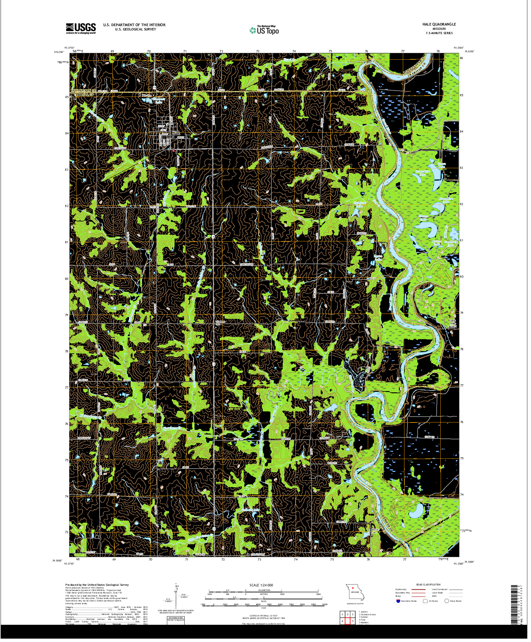 USGS US TOPO 7.5-MINUTE MAP FOR HALE, MO 2017