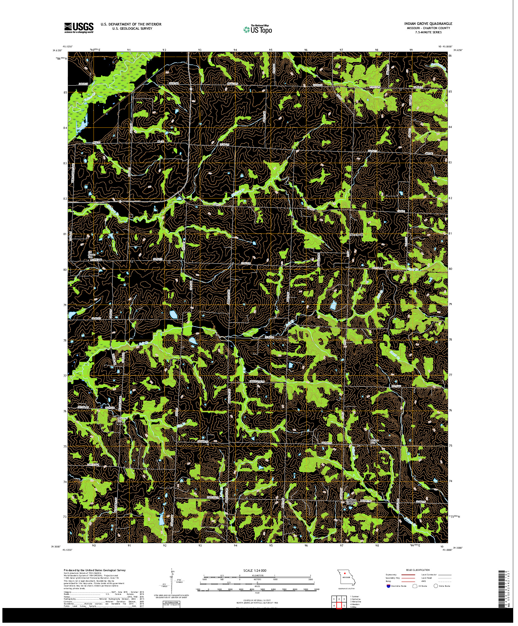 USGS US TOPO 7.5-MINUTE MAP FOR INDIAN GROVE, MO 2017