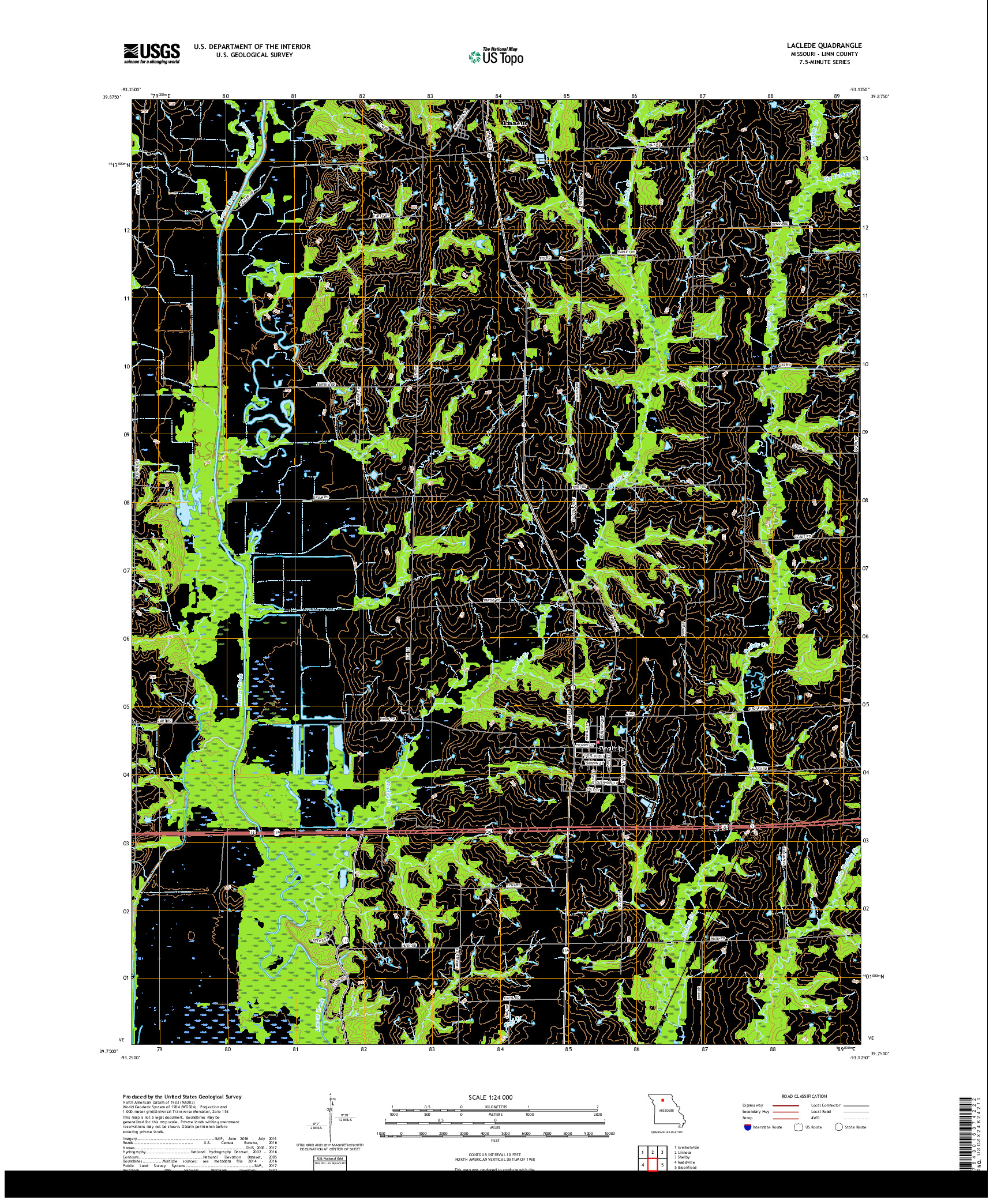 USGS US TOPO 7.5-MINUTE MAP FOR LACLEDE, MO 2017