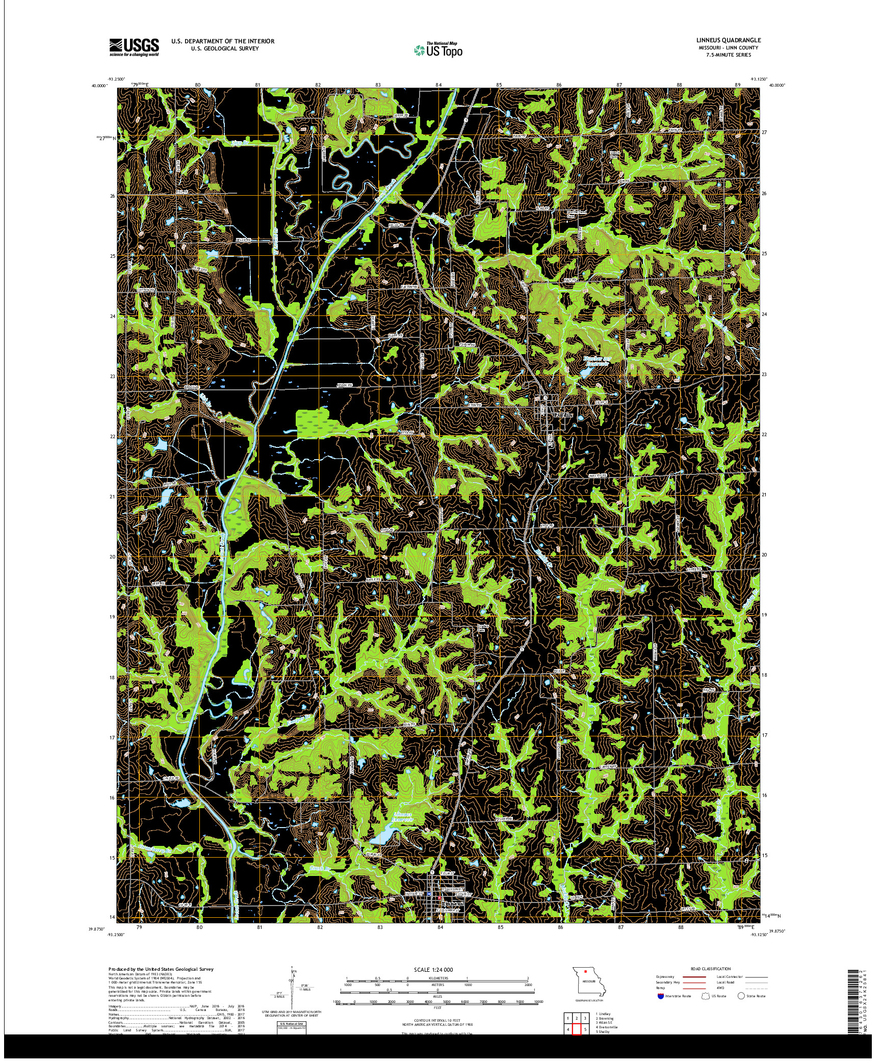 USGS US TOPO 7.5-MINUTE MAP FOR LINNEUS, MO 2017