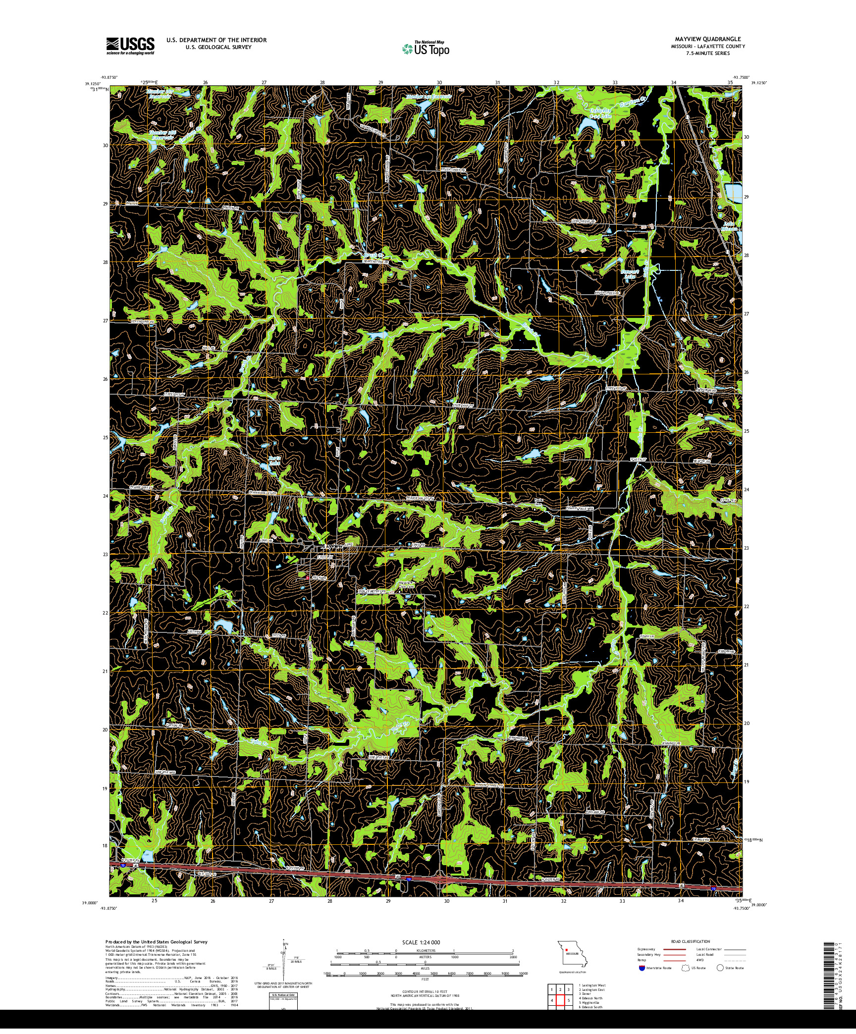 USGS US TOPO 7.5-MINUTE MAP FOR MAYVIEW, MO 2017