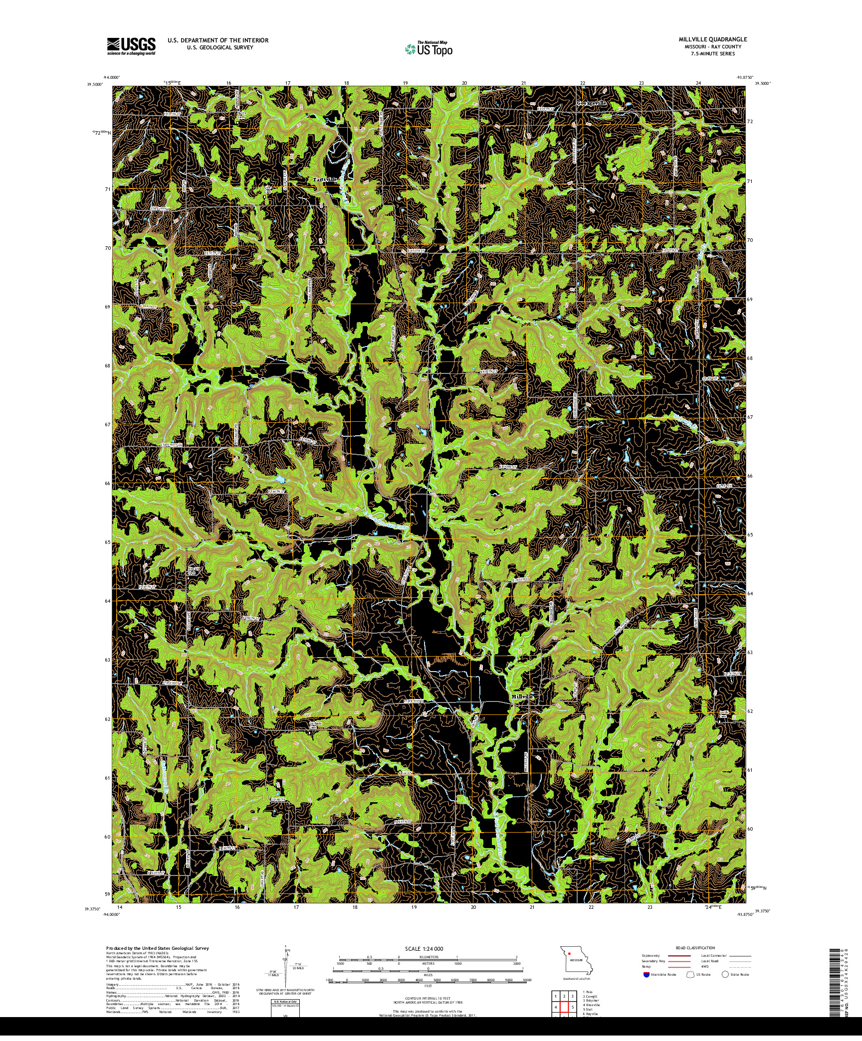 USGS US TOPO 7.5-MINUTE MAP FOR MILLVILLE, MO 2017