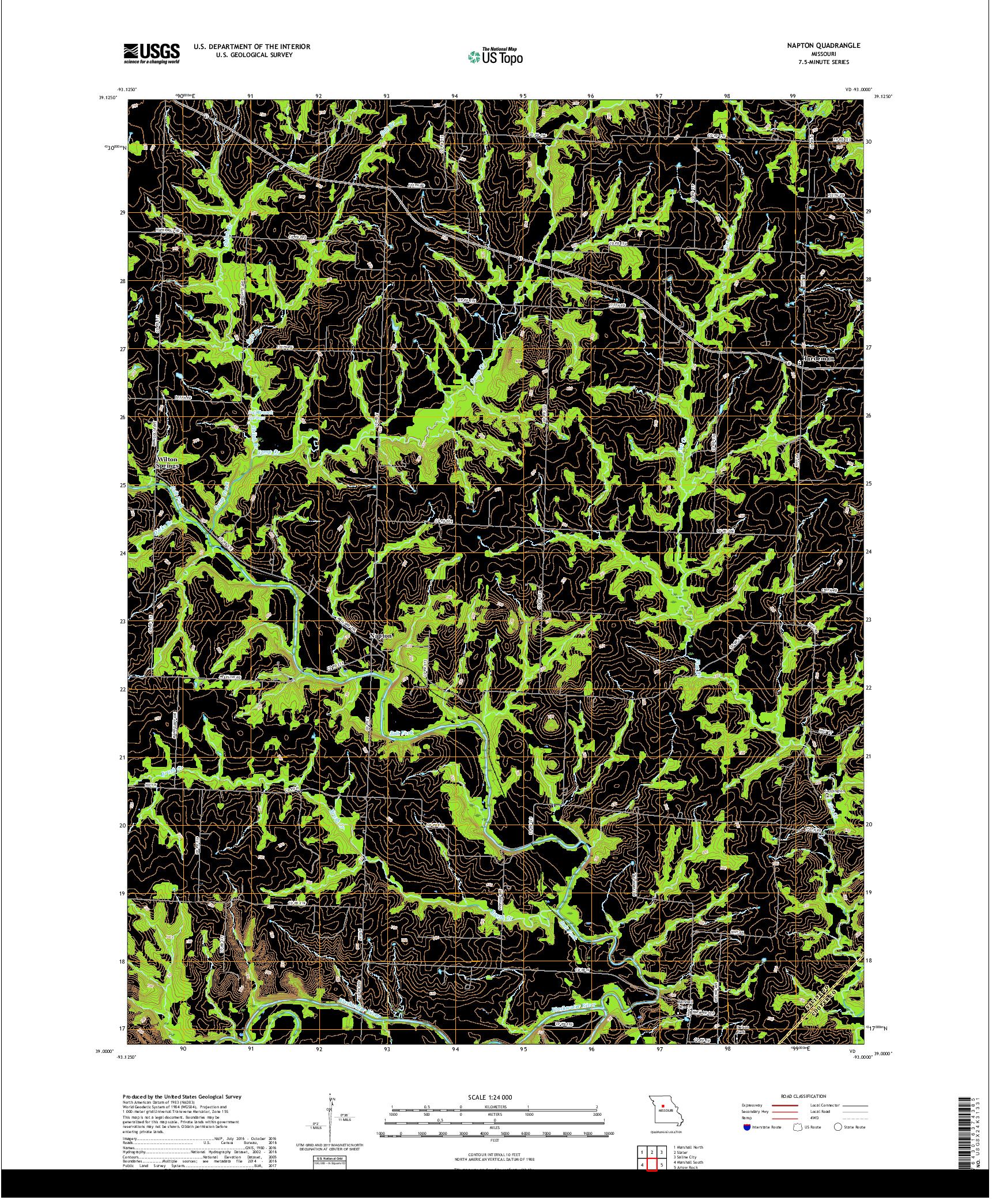 USGS US TOPO 7.5-MINUTE MAP FOR NAPTON, MO 2017