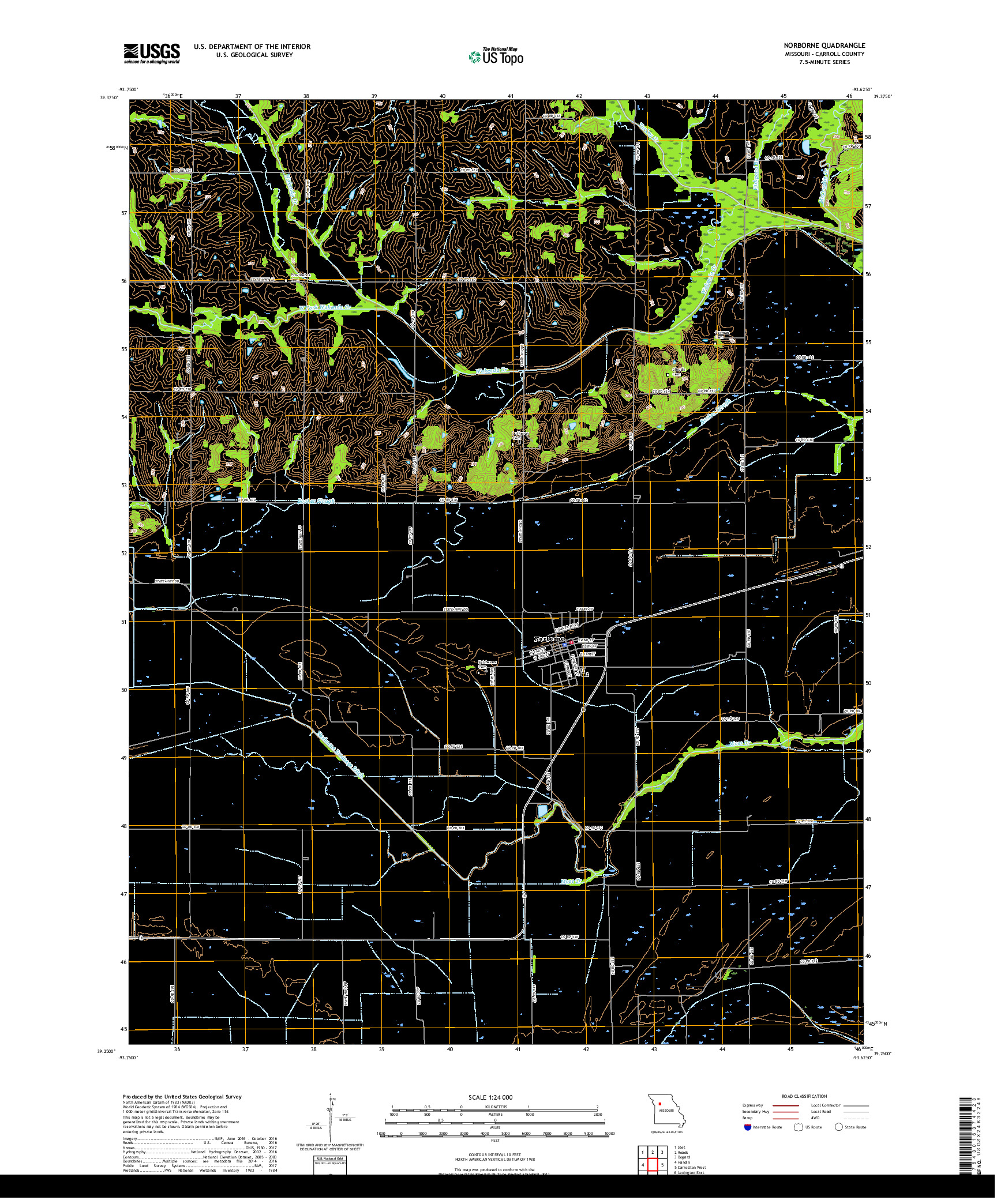 USGS US TOPO 7.5-MINUTE MAP FOR NORBORNE, MO 2017