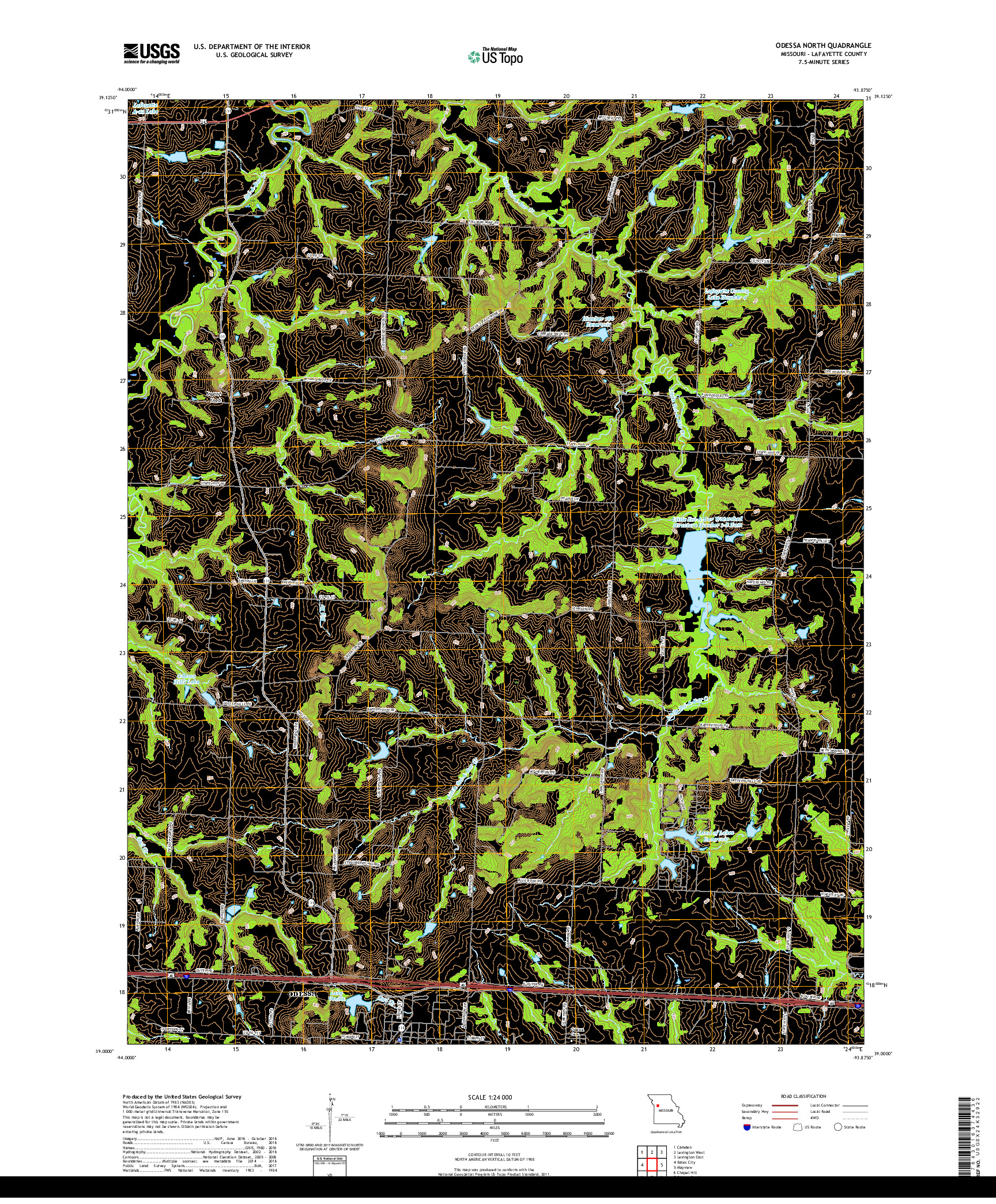 USGS US TOPO 7.5-MINUTE MAP FOR ODESSA NORTH, MO 2017