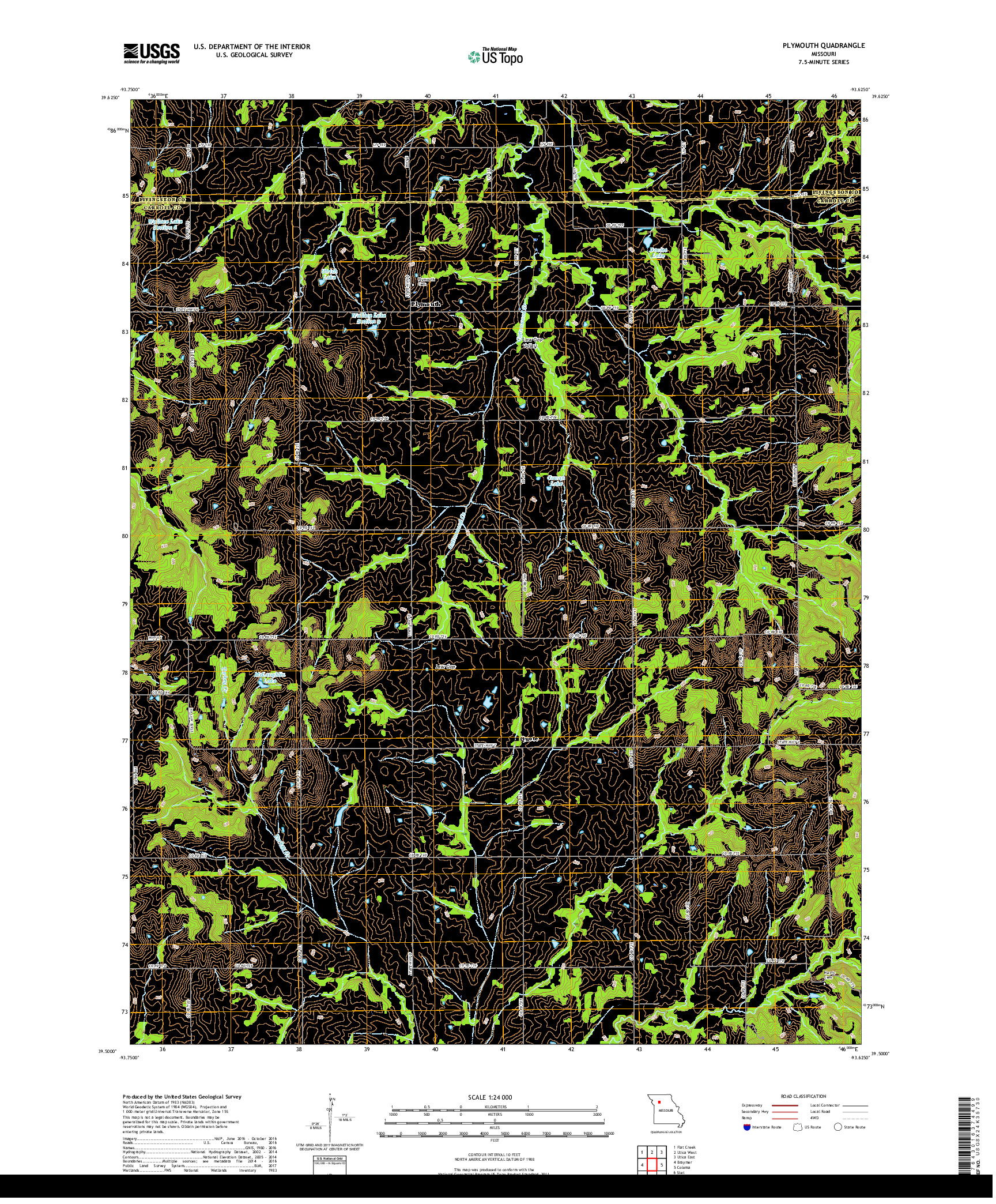 USGS US TOPO 7.5-MINUTE MAP FOR PLYMOUTH, MO 2017