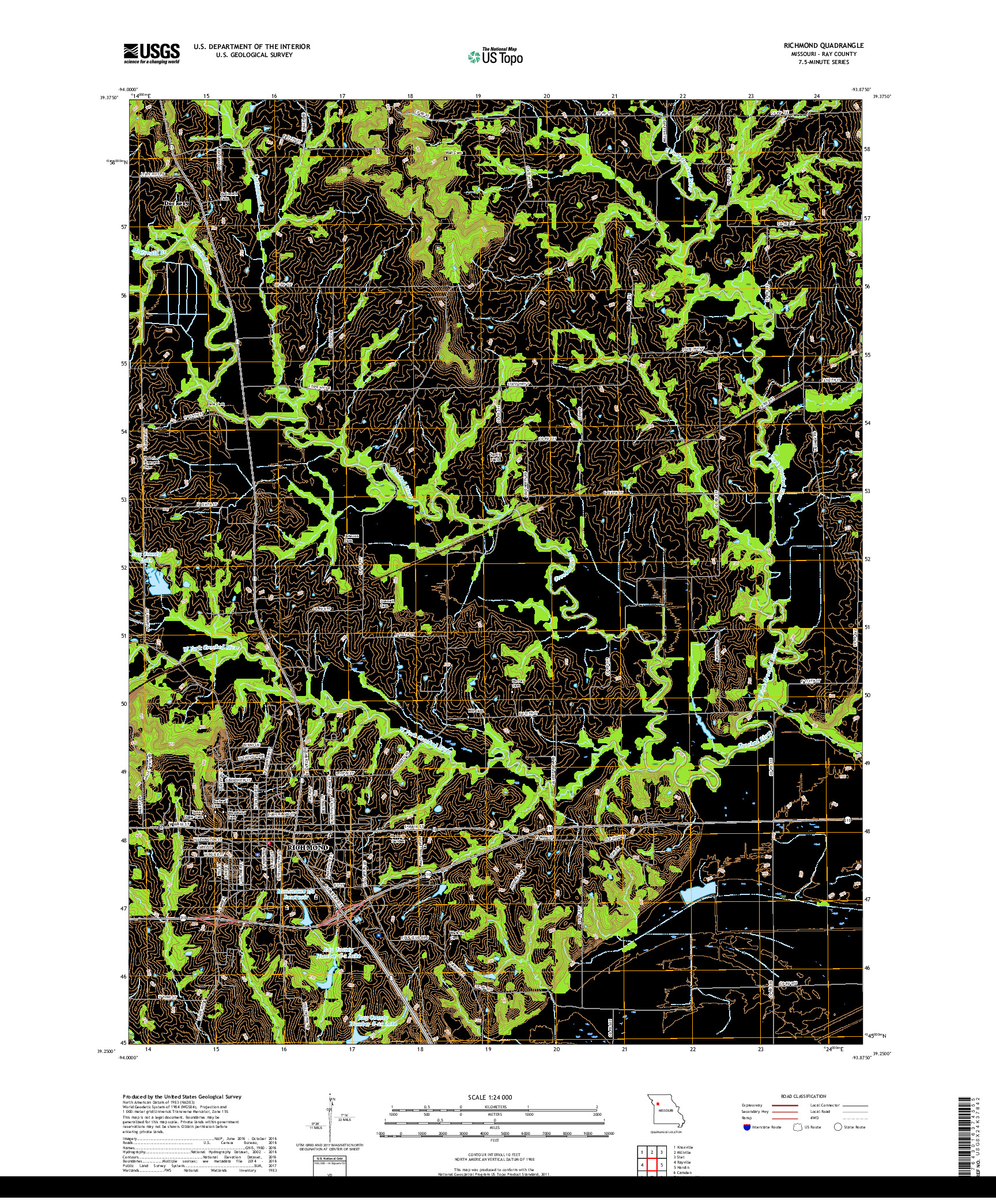 USGS US TOPO 7.5-MINUTE MAP FOR RICHMOND, MO 2017