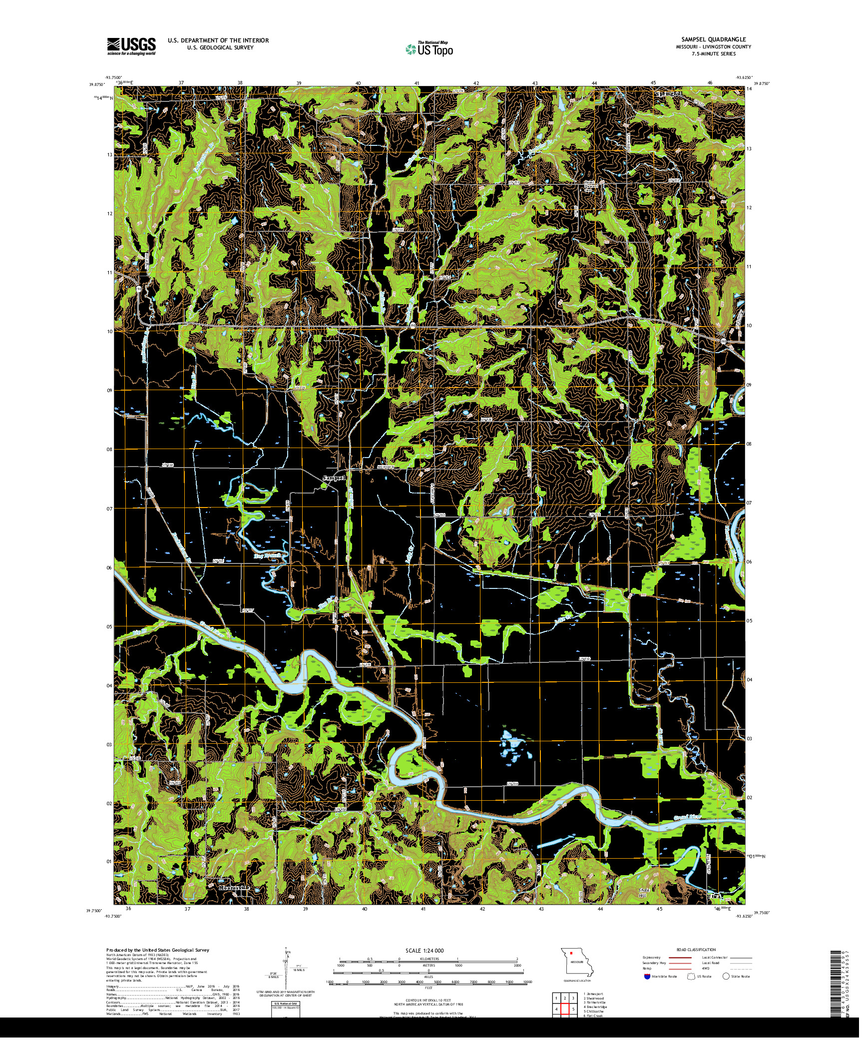 USGS US TOPO 7.5-MINUTE MAP FOR SAMPSEL, MO 2017