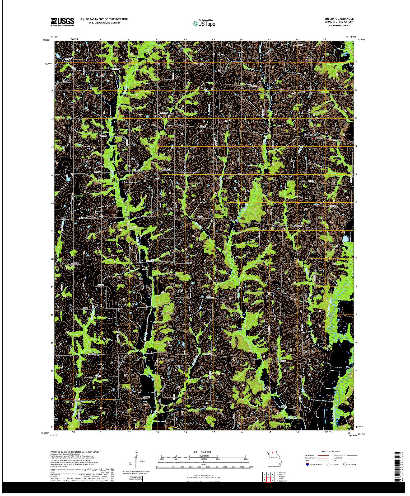 USGS US TOPO 7.5-MINUTE MAP FOR SHELBY, MO 2017