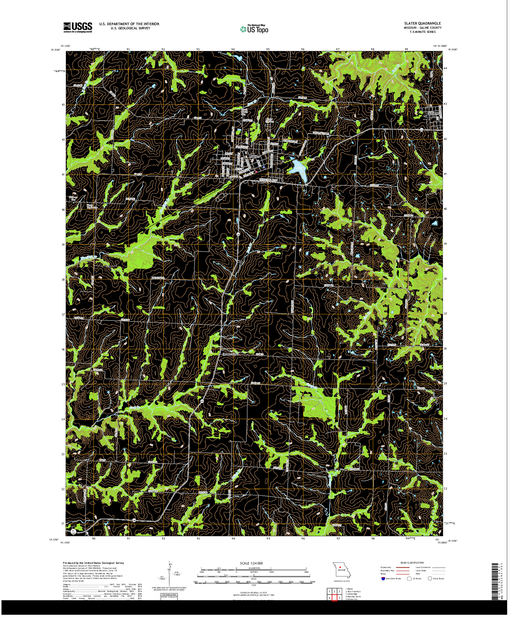 USGS US TOPO 7.5-MINUTE MAP FOR SLATER, MO 2017