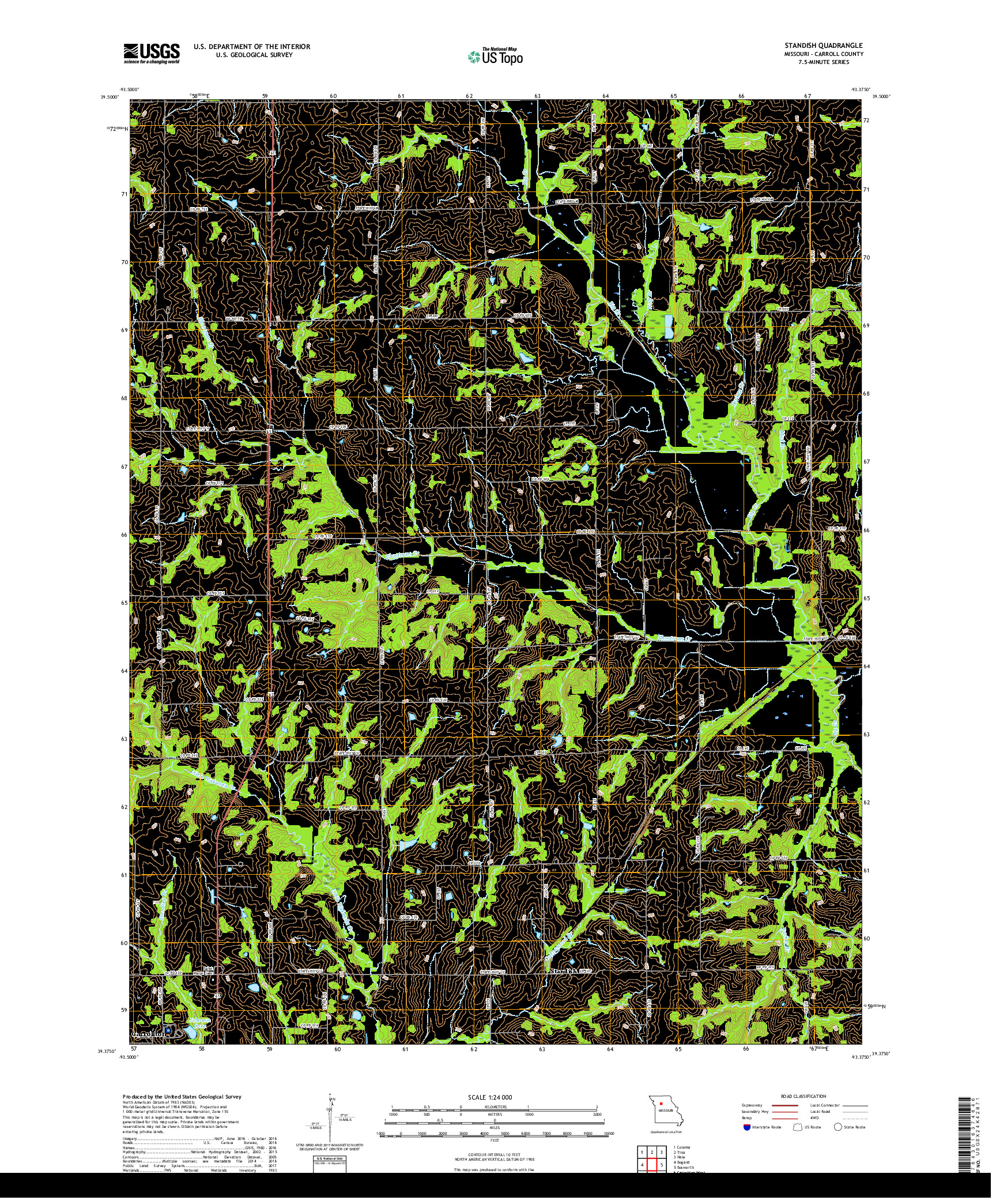 USGS US TOPO 7.5-MINUTE MAP FOR STANDISH, MO 2017