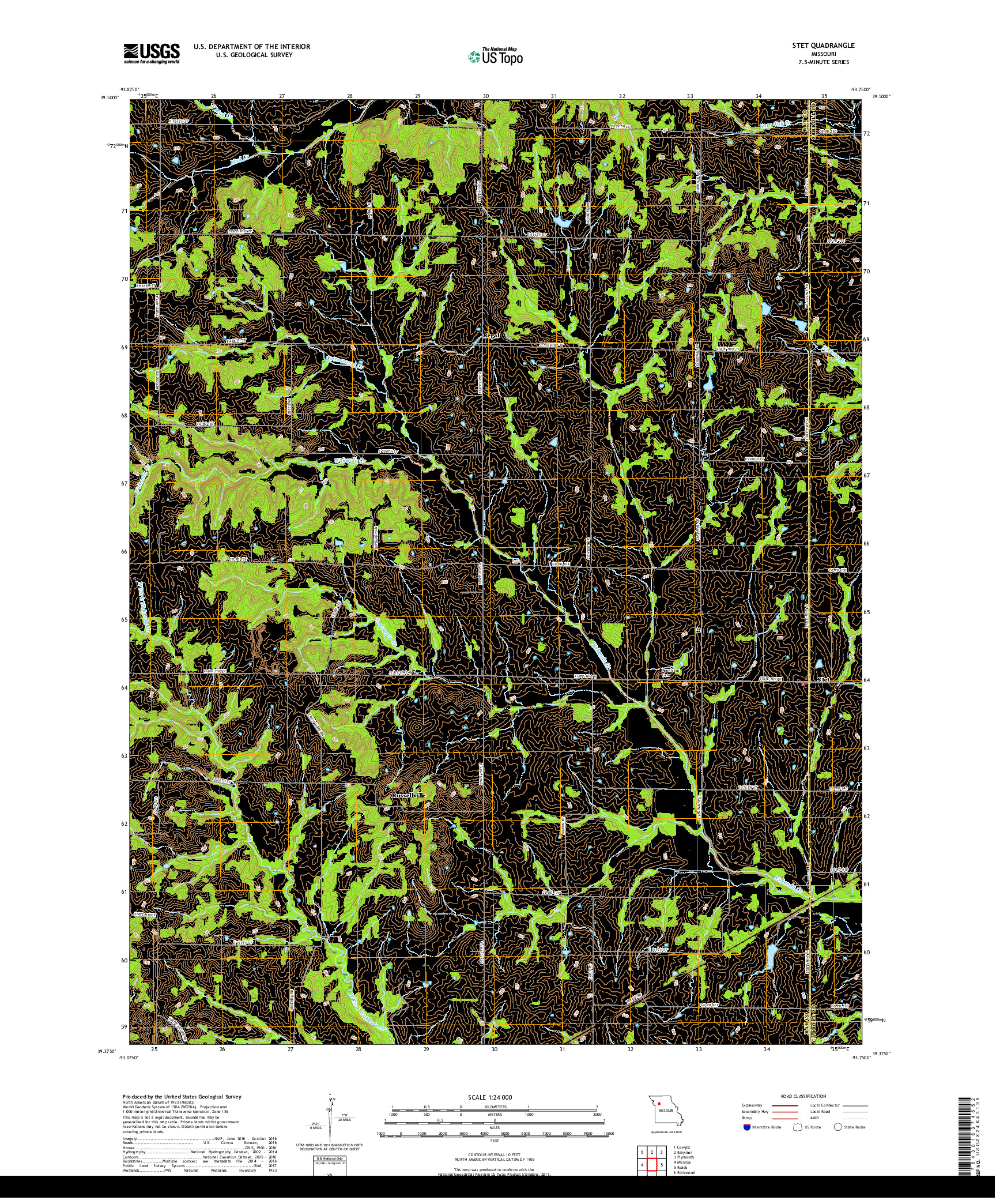 USGS US TOPO 7.5-MINUTE MAP FOR STET, MO 2017