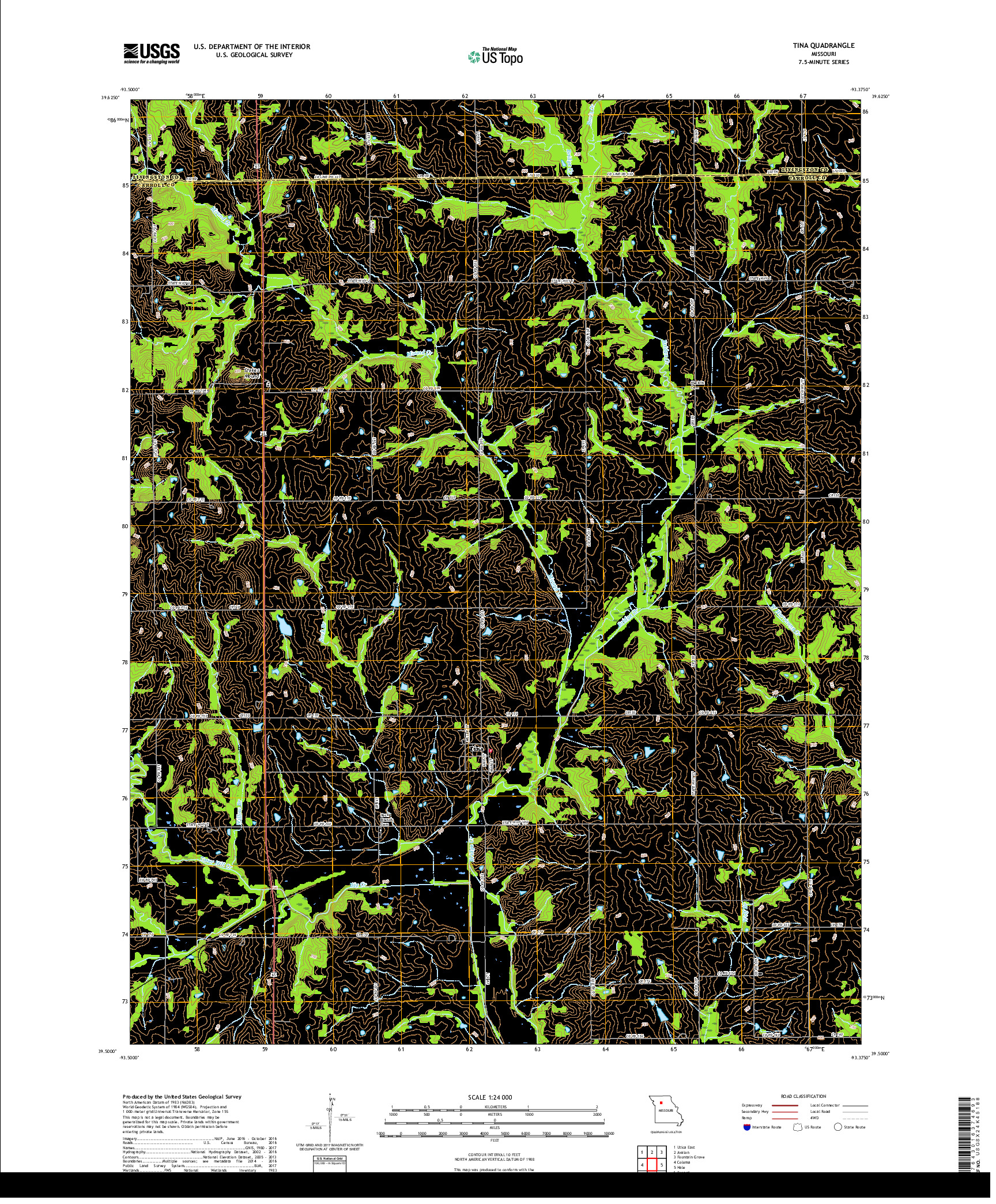 USGS US TOPO 7.5-MINUTE MAP FOR TINA, MO 2017