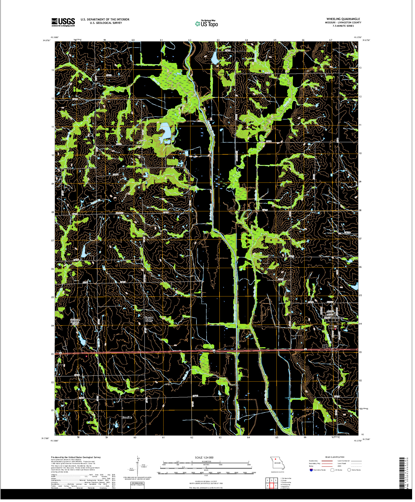 USGS US TOPO 7.5-MINUTE MAP FOR WHEELING, MO 2017