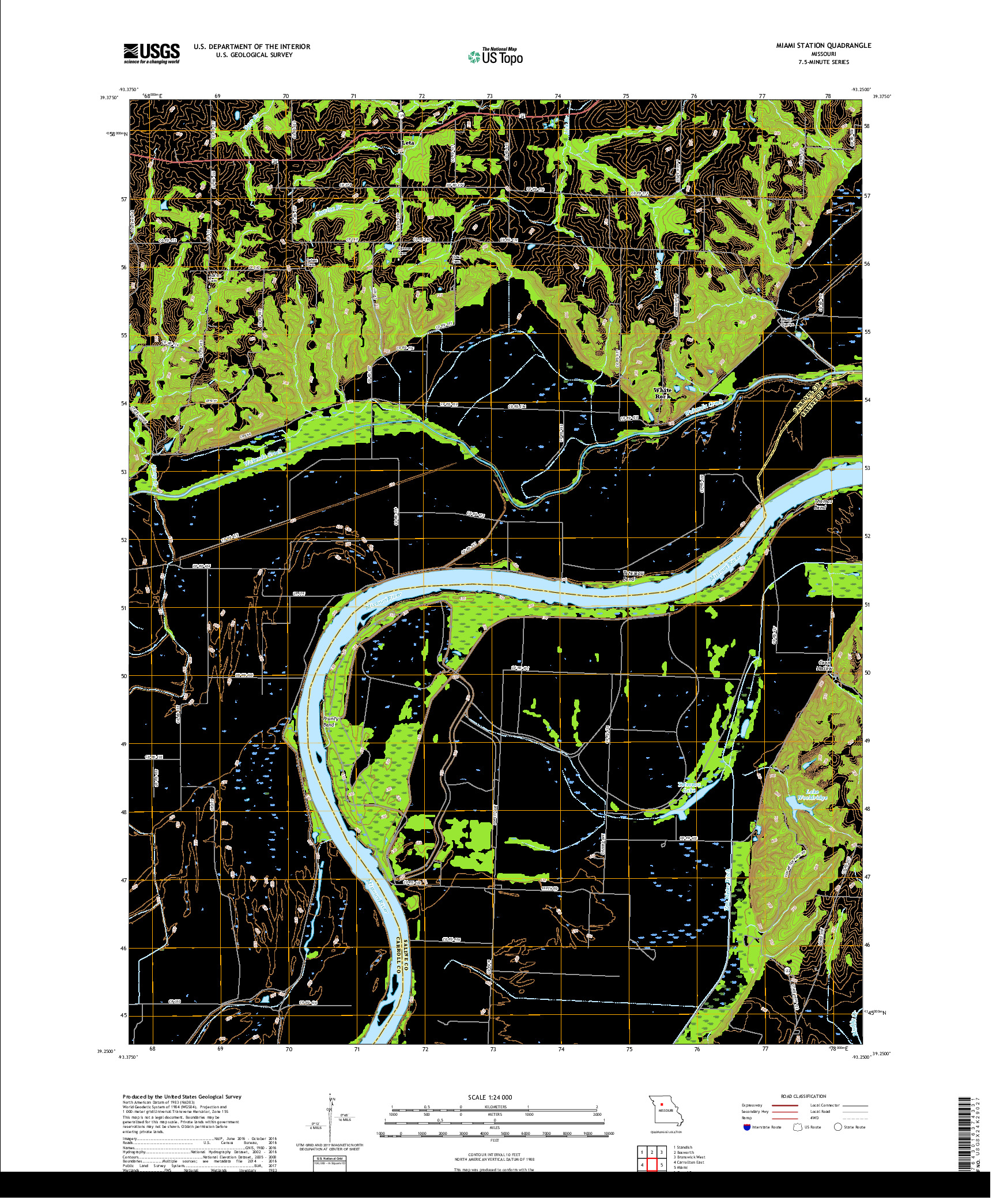 USGS US TOPO 7.5-MINUTE MAP FOR MIAMI STATION, MO 2017