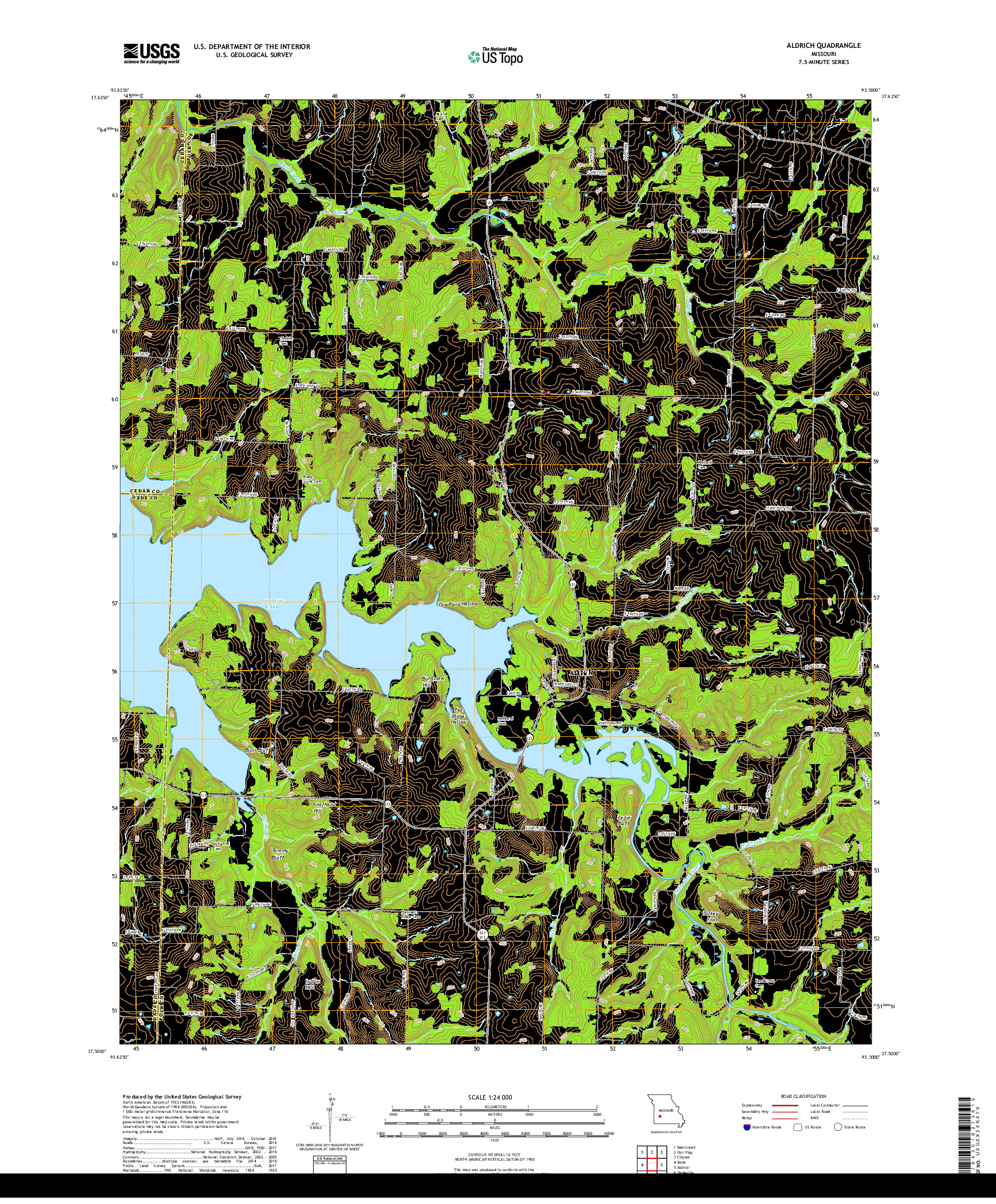 USGS US TOPO 7.5-MINUTE MAP FOR ALDRICH, MO 2017