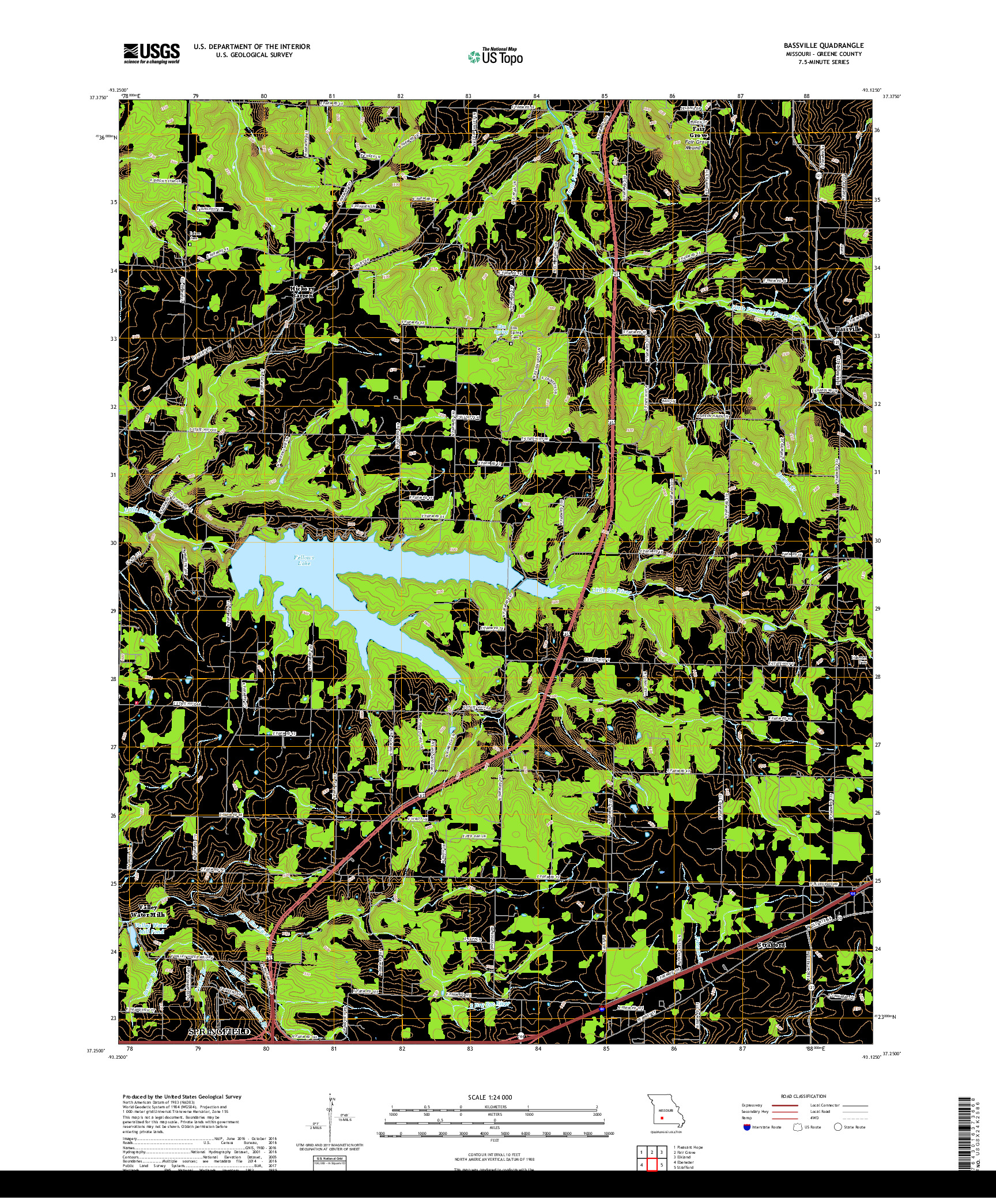 USGS US TOPO 7.5-MINUTE MAP FOR BASSVILLE, MO 2017