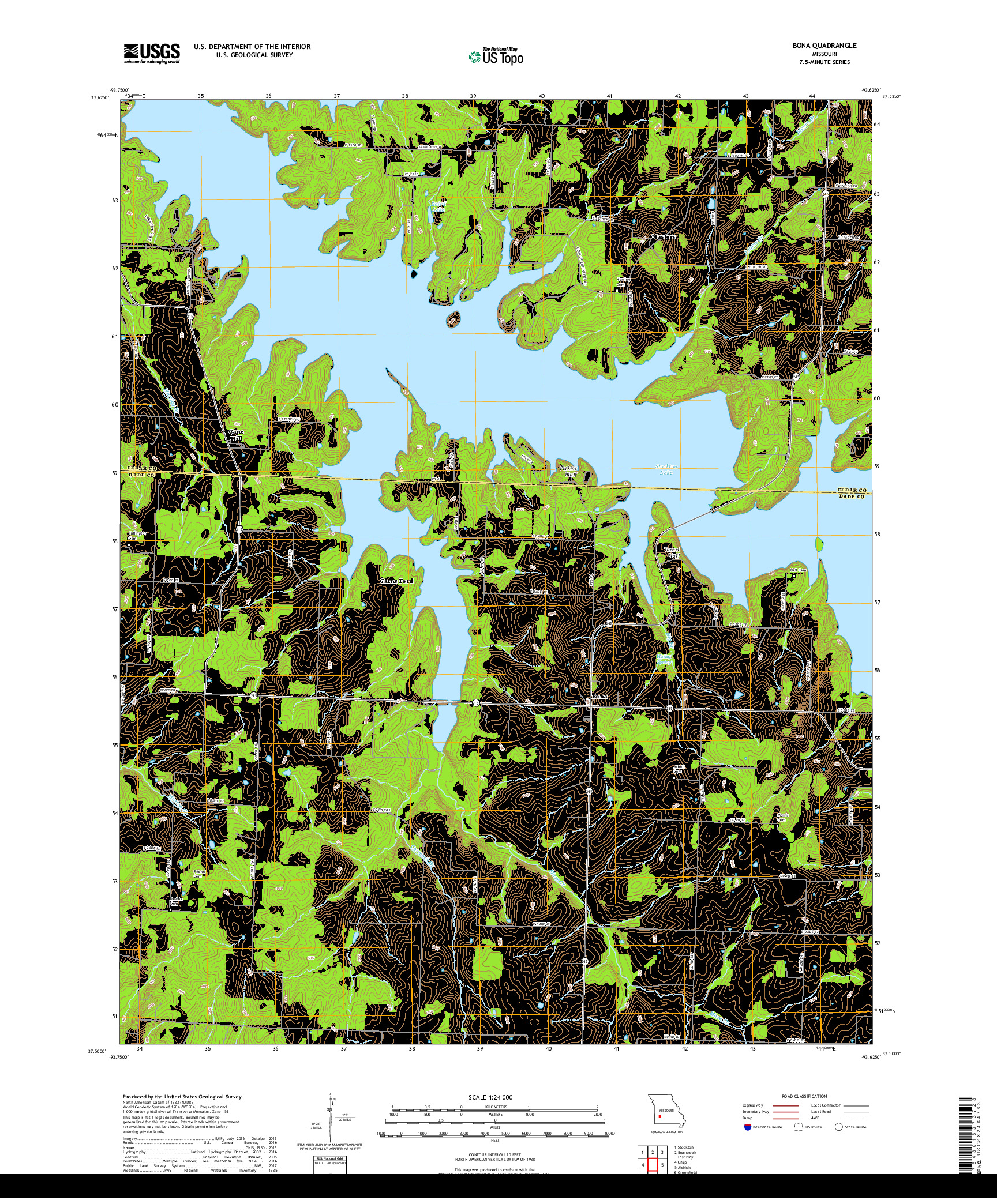 USGS US TOPO 7.5-MINUTE MAP FOR BONA, MO 2017