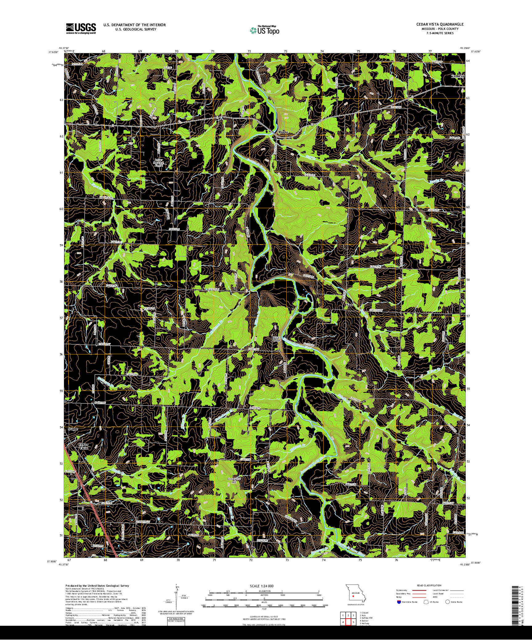 USGS US TOPO 7.5-MINUTE MAP FOR CEDAR VISTA, MO 2017