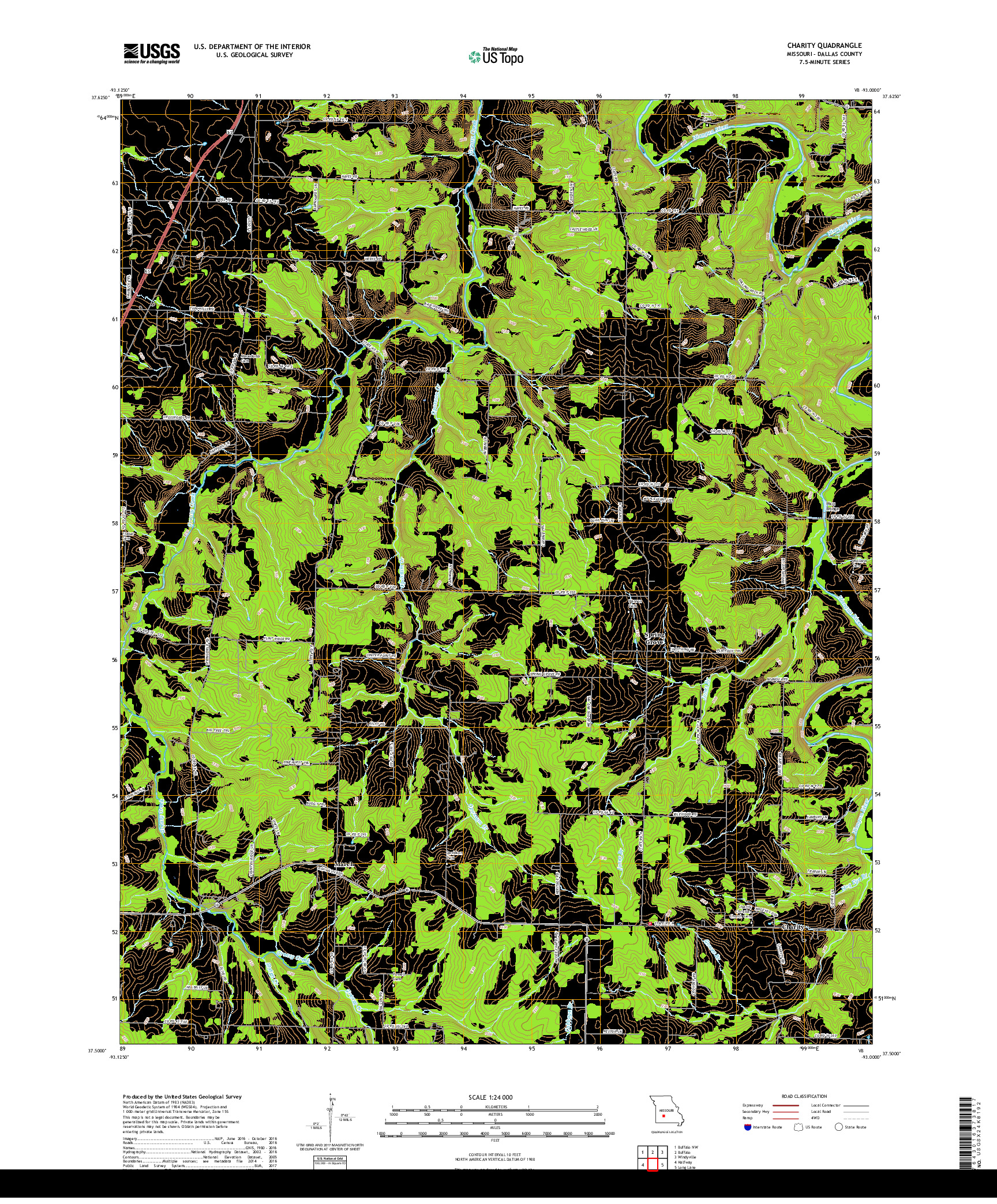 USGS US TOPO 7.5-MINUTE MAP FOR CHARITY, MO 2017