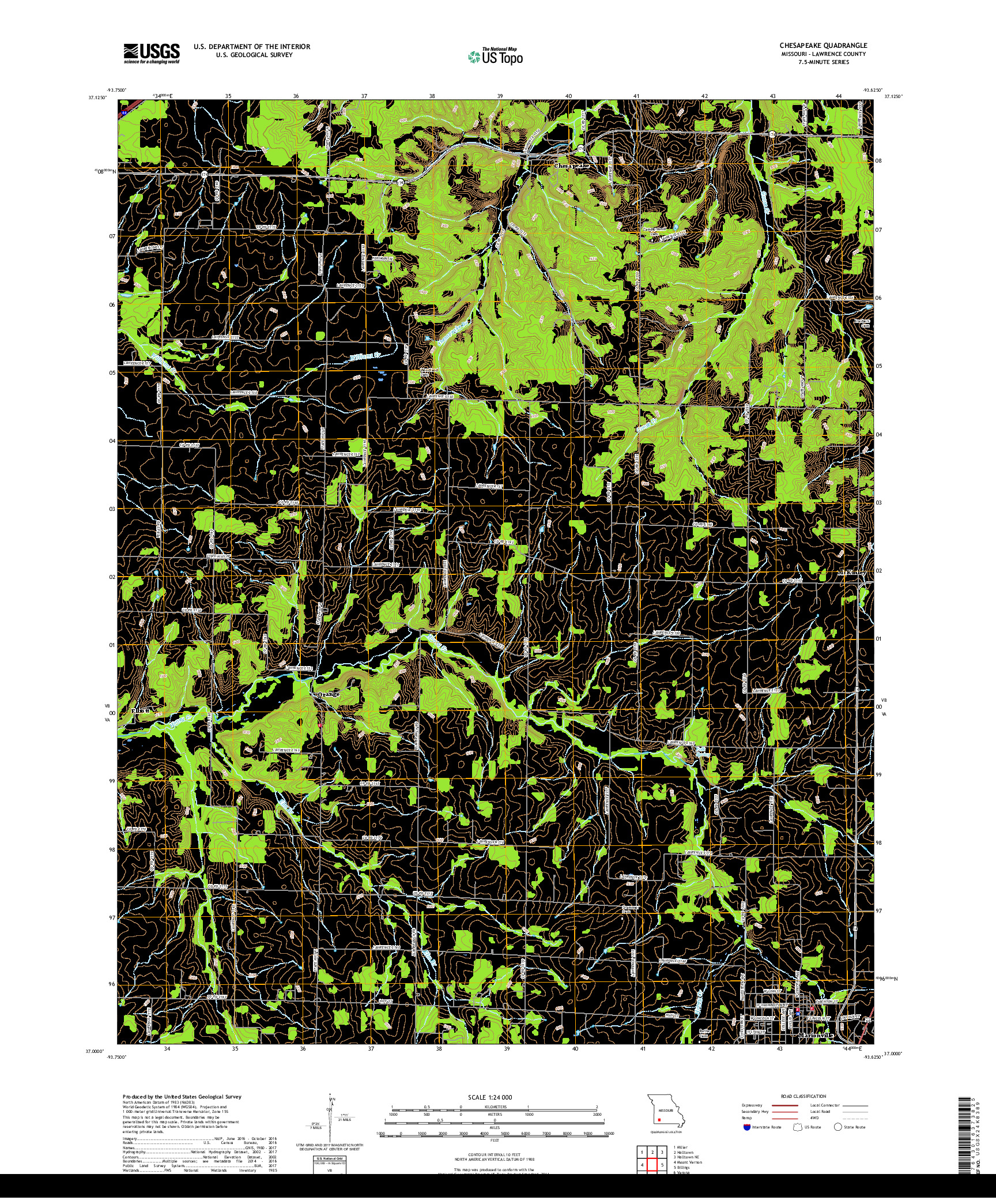 USGS US TOPO 7.5-MINUTE MAP FOR CHESAPEAKE, MO 2017