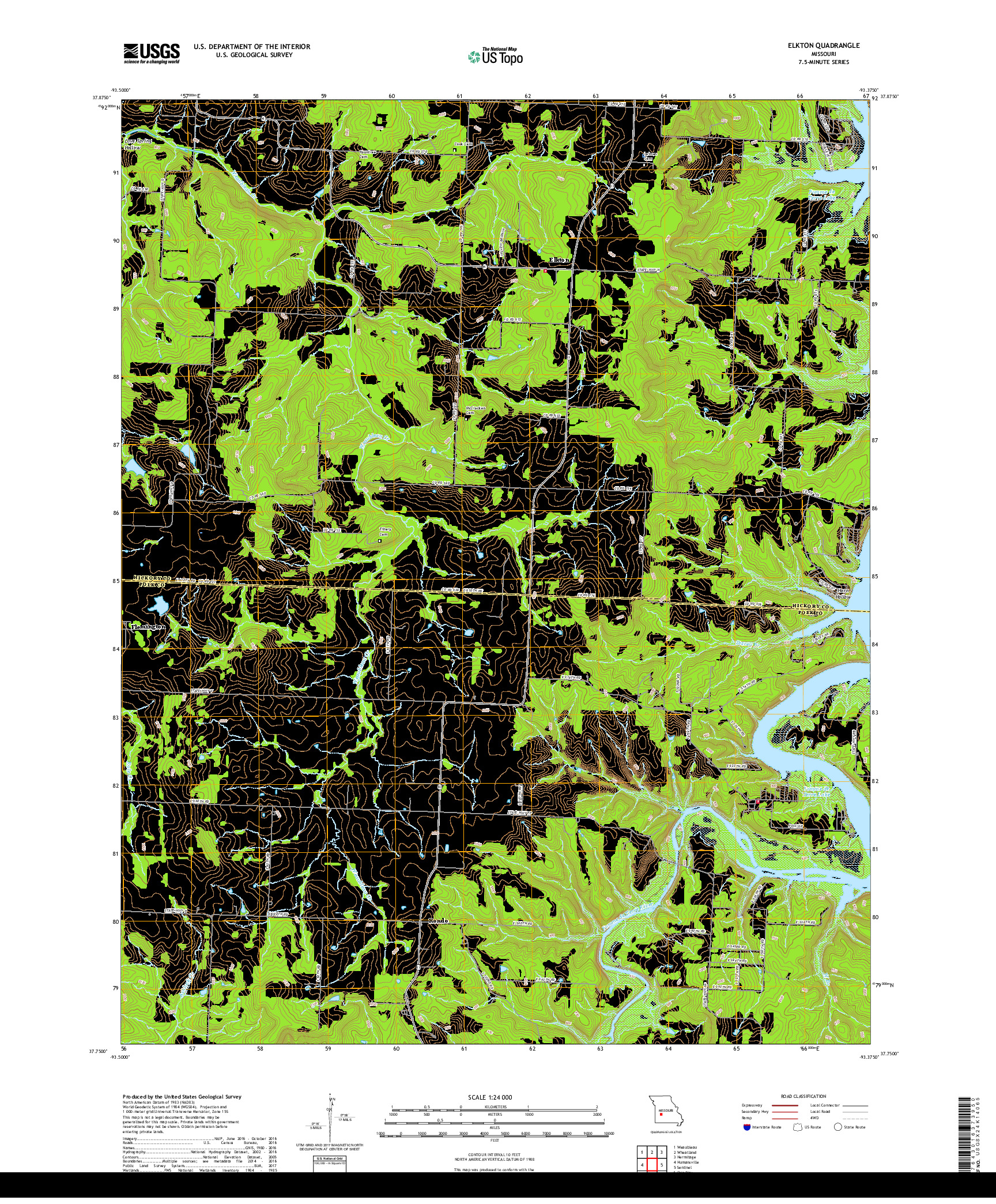 USGS US TOPO 7.5-MINUTE MAP FOR ELKTON, MO 2017