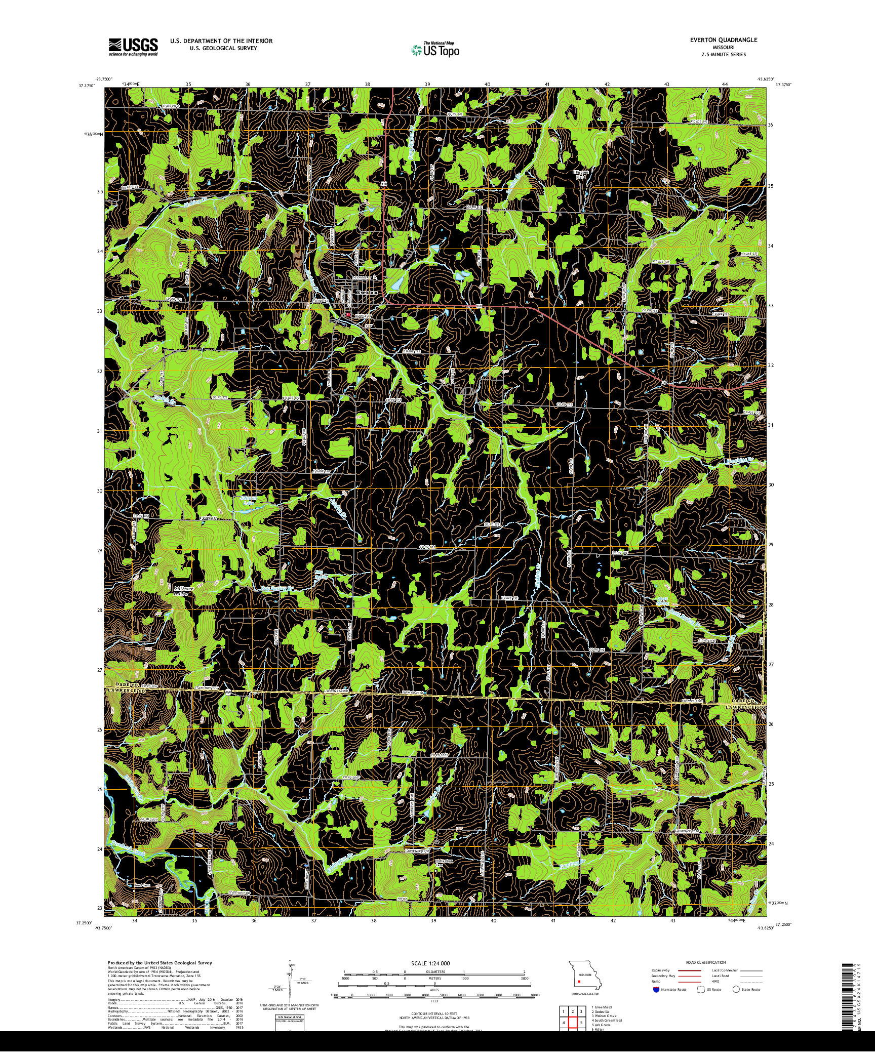 USGS US TOPO 7.5-MINUTE MAP FOR EVERTON, MO 2017