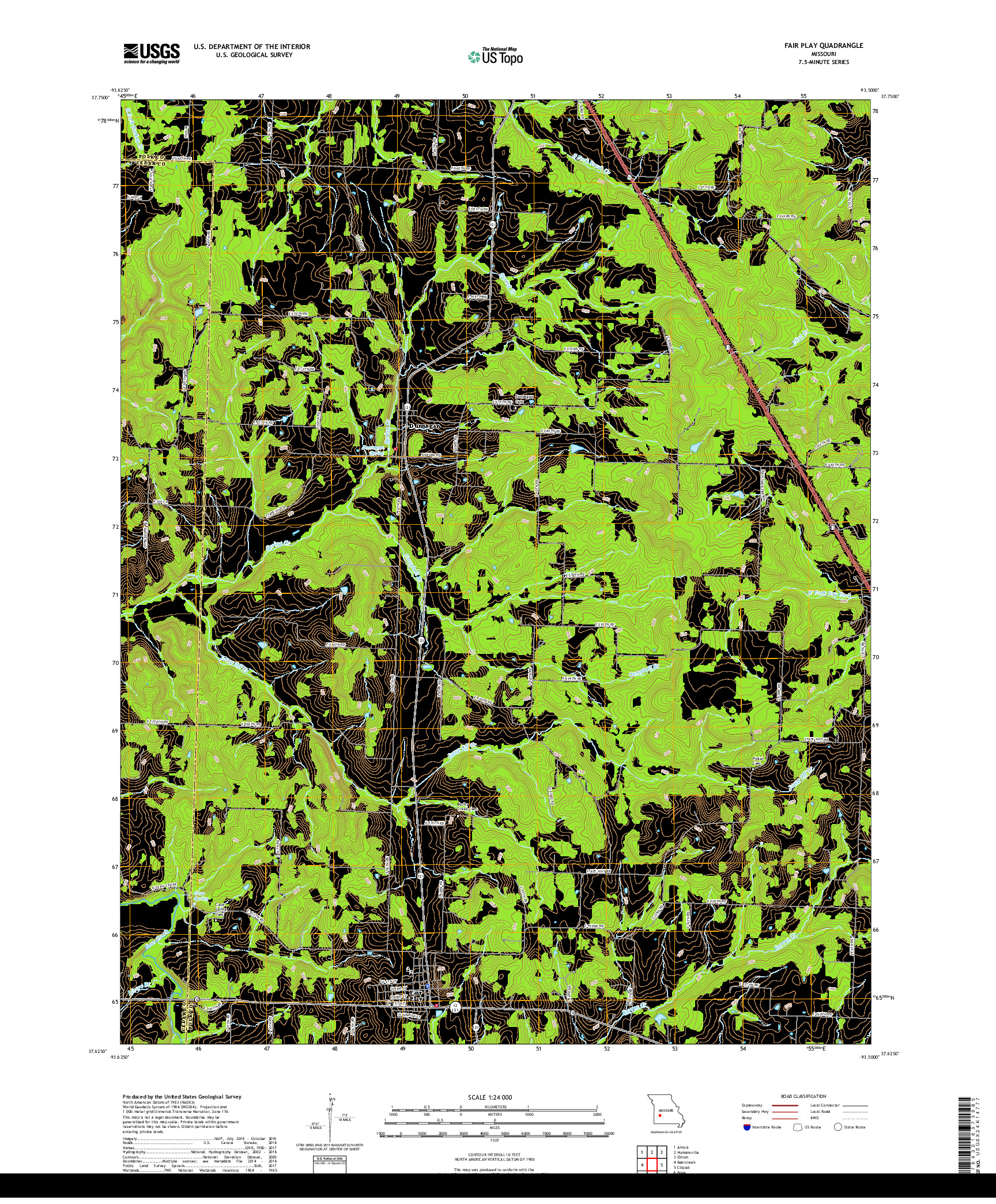 USGS US TOPO 7.5-MINUTE MAP FOR FAIR PLAY, MO 2017